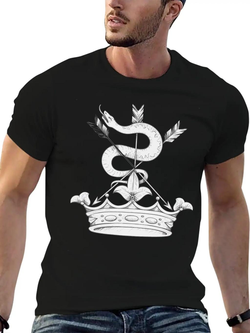 Snake Emblem With Crown Timeless Short Sleeve Tee – Comfy And Minimalist Design