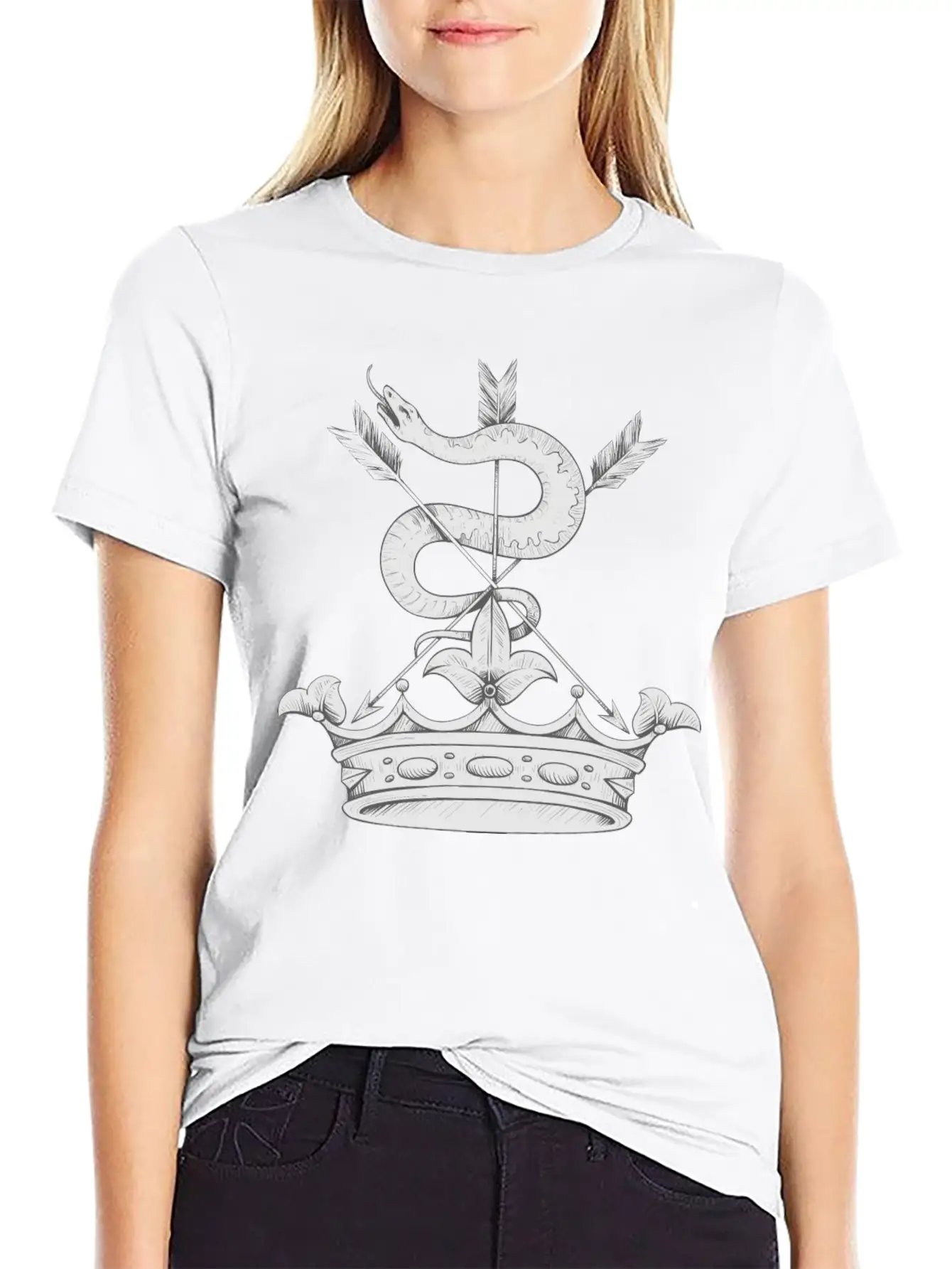 Snake Emblem With Crown Timeless Short Sleeve Tee – Comfy And Minimalist Design