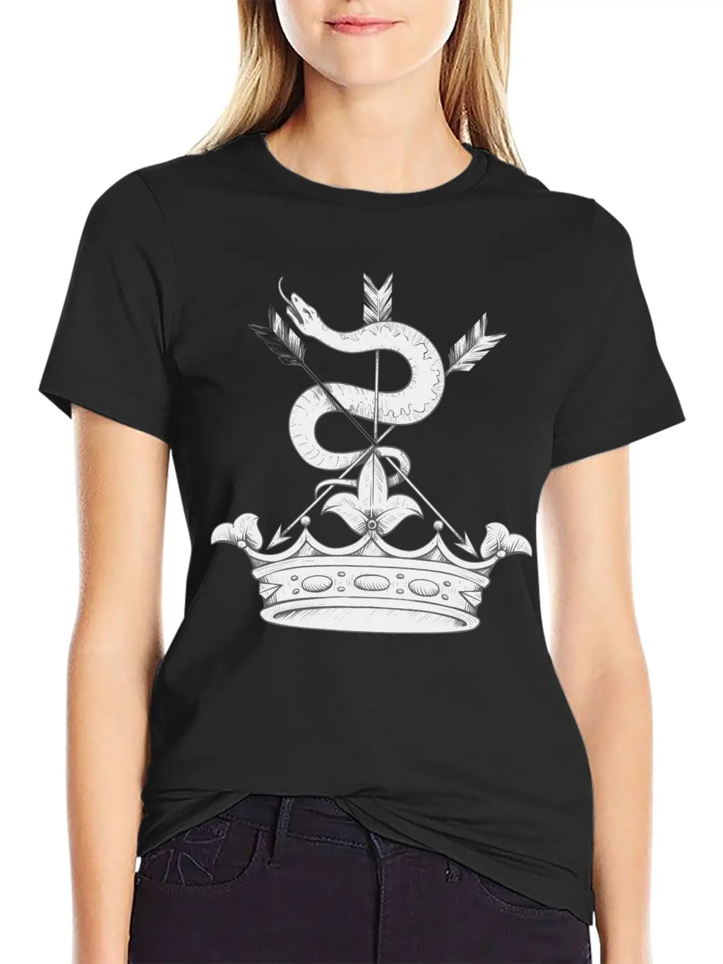 Snake Emblem With Crown Timeless Short Sleeve Tee – Comfy And Minimalist Design