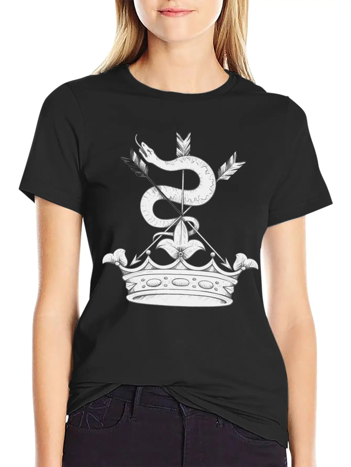 Snake Emblem With Crown Timeless Short Sleeve Tee – Comfy And Minimalist Design