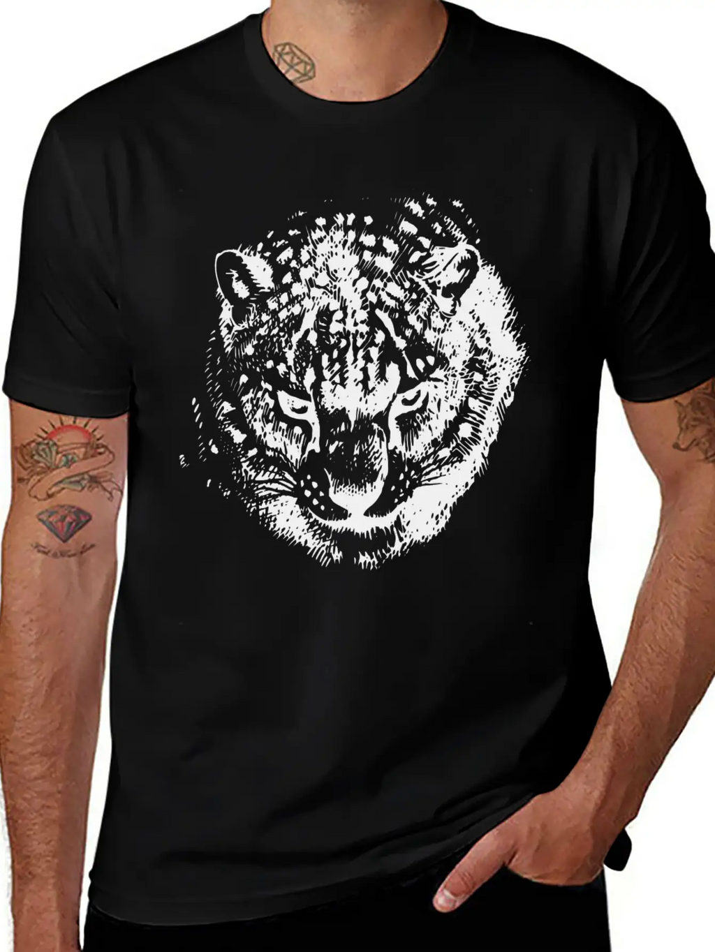 Snow Leopard Breathable Soft Cotton T-Shirt – Timeless Casual Look