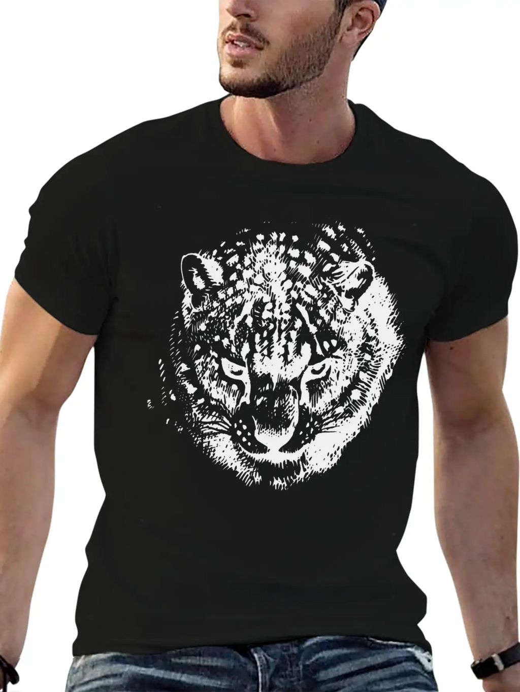 Snow Leopard Breathable Soft Cotton T-Shirt – Timeless Casual Look