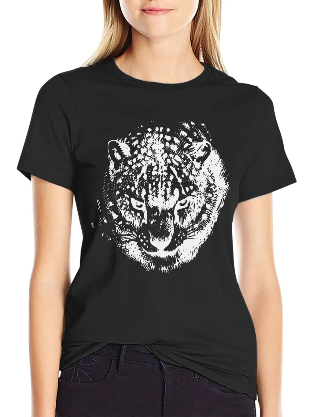 Snow Leopard Breathable Soft Cotton T-Shirt – Timeless Casual Look