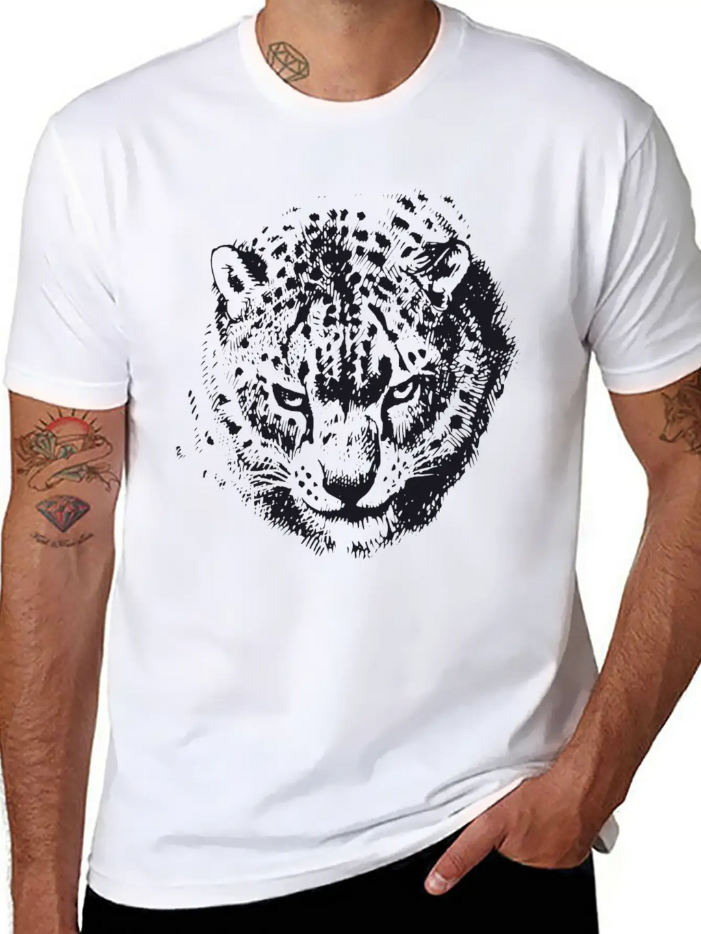 Snow Leopard Breathable Soft Cotton T-Shirt – Timeless Casual Look