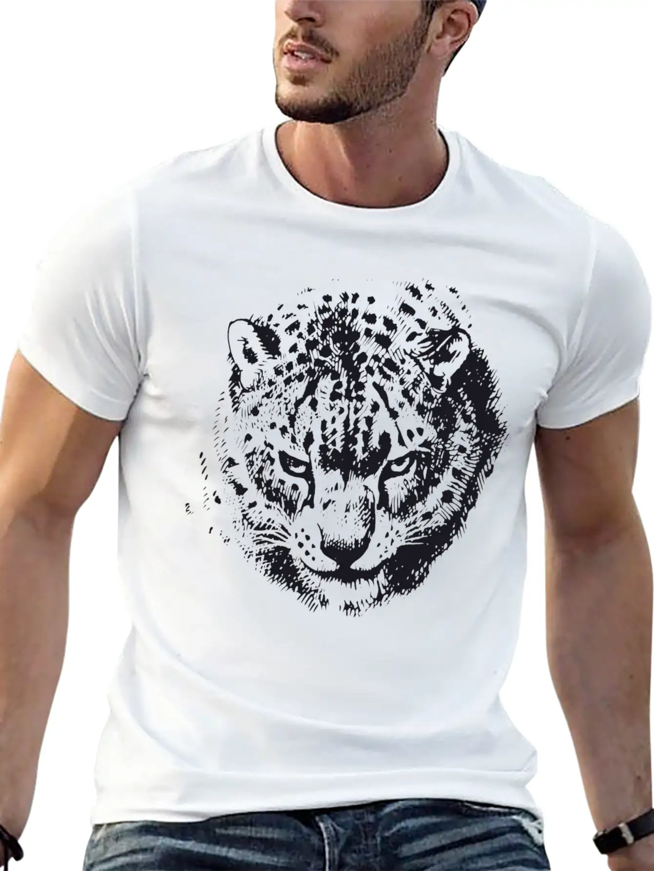 Snow Leopard Breathable Soft Cotton T-Shirt – Timeless Casual Look