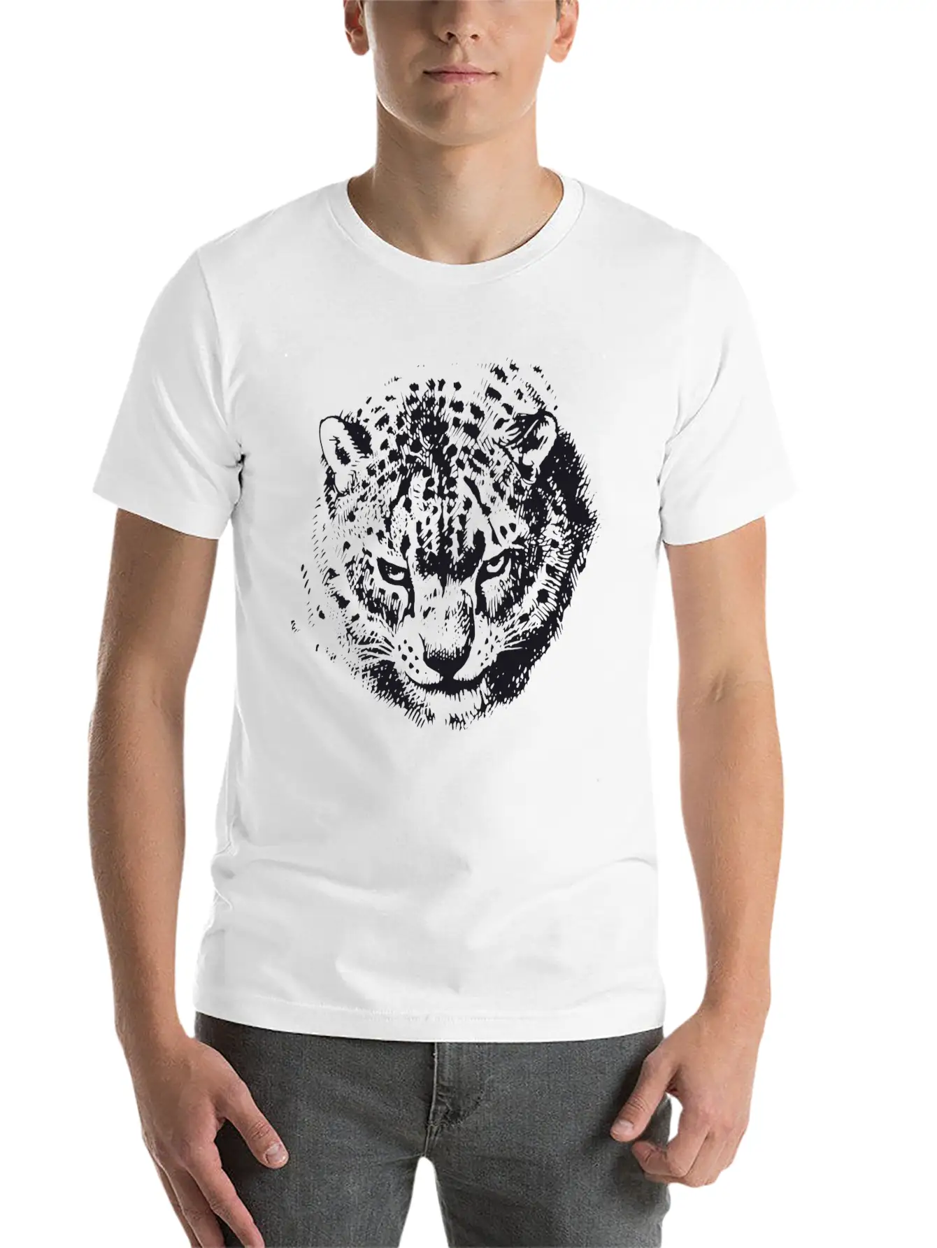 Snow Leopard Breathable Soft Cotton T-Shirt – Timeless Casual Look