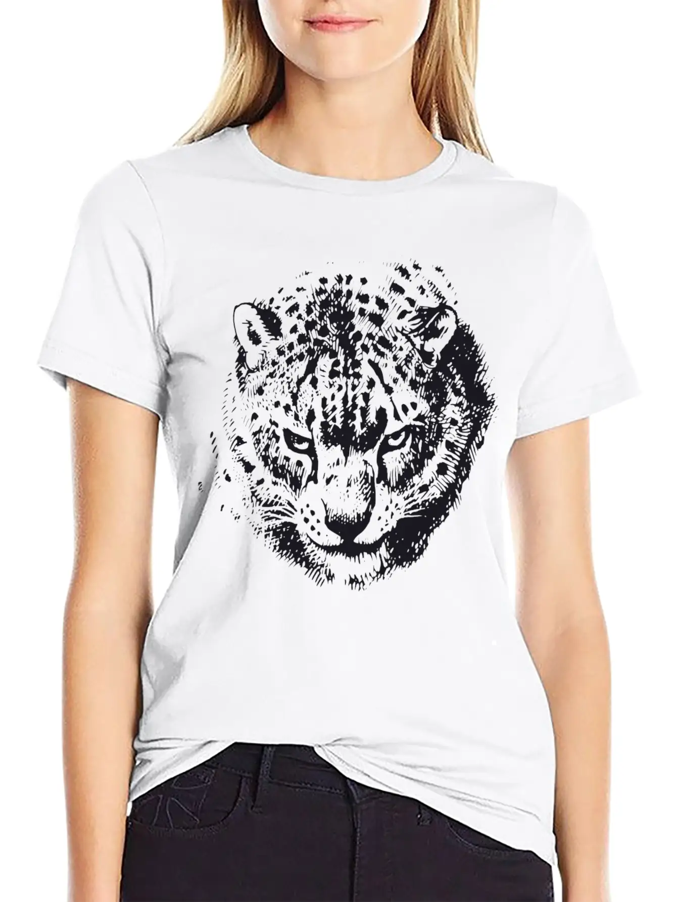Snow Leopard Breathable Soft Cotton T-Shirt – Timeless Casual Look