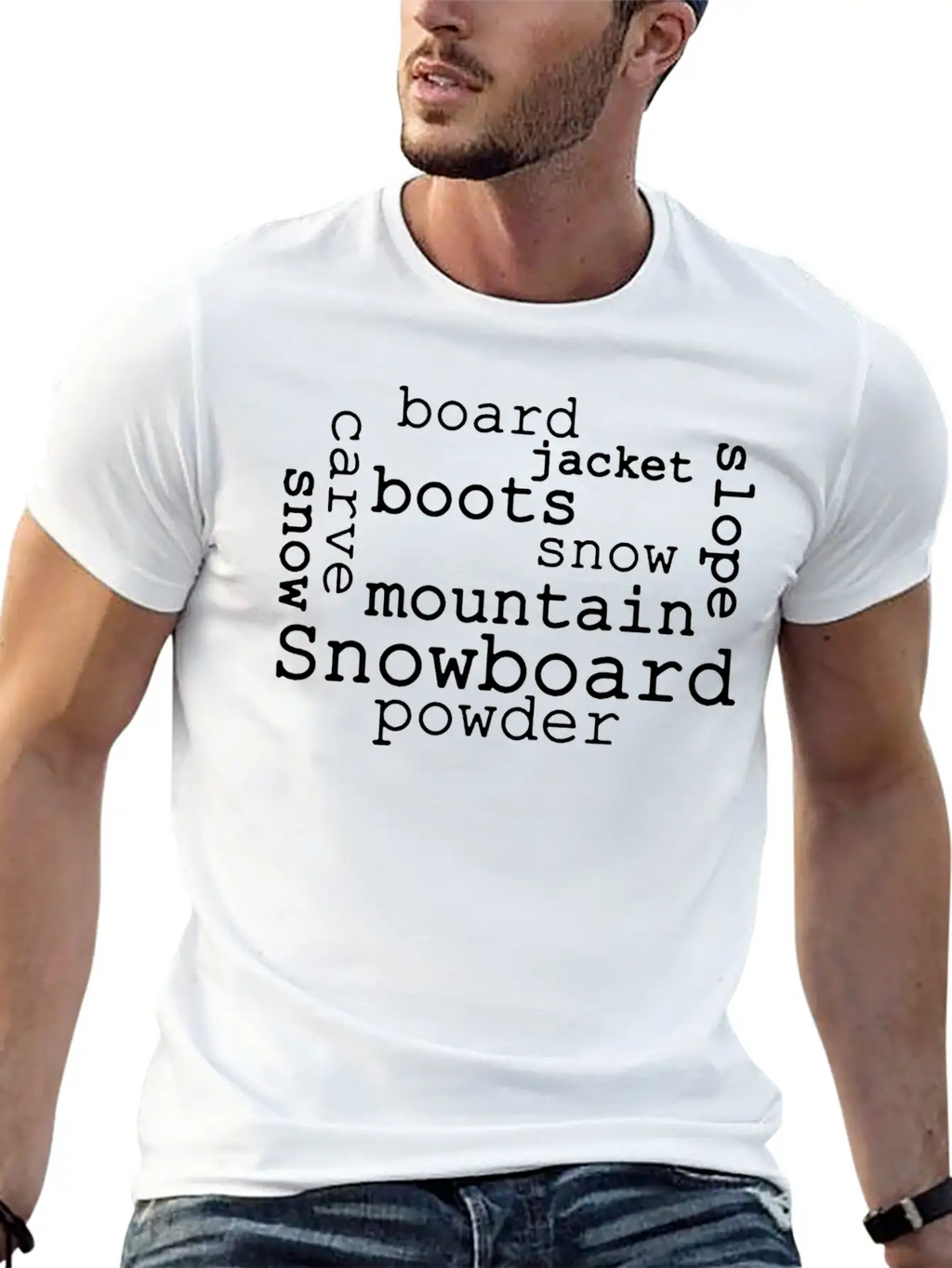 Snowboarding Word Cloud Essential Cotton Tee For Daily Outfits – Unisex Style