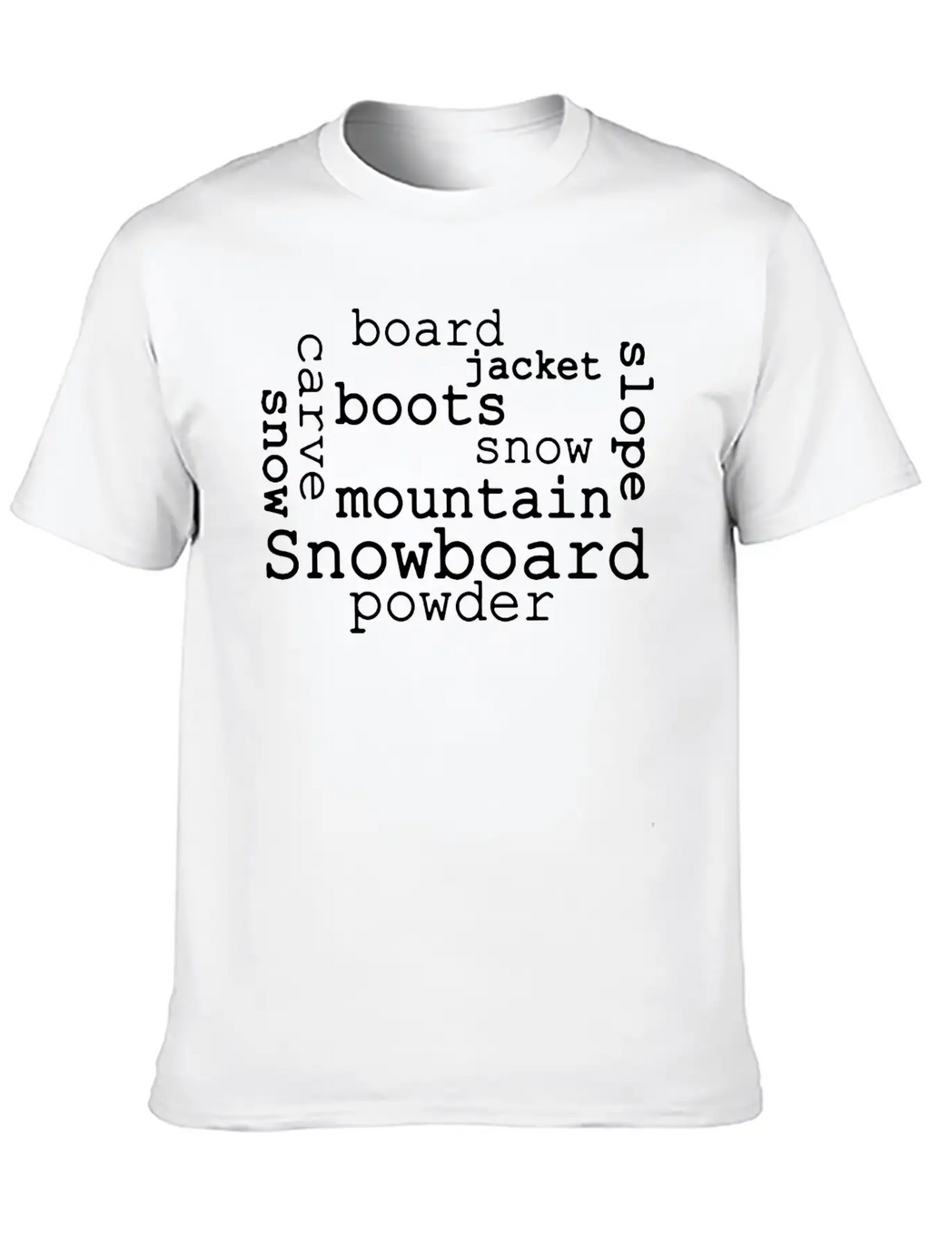 Snowboarding Word Cloud Essential Cotton Tee For Daily Outfits – Unisex Style