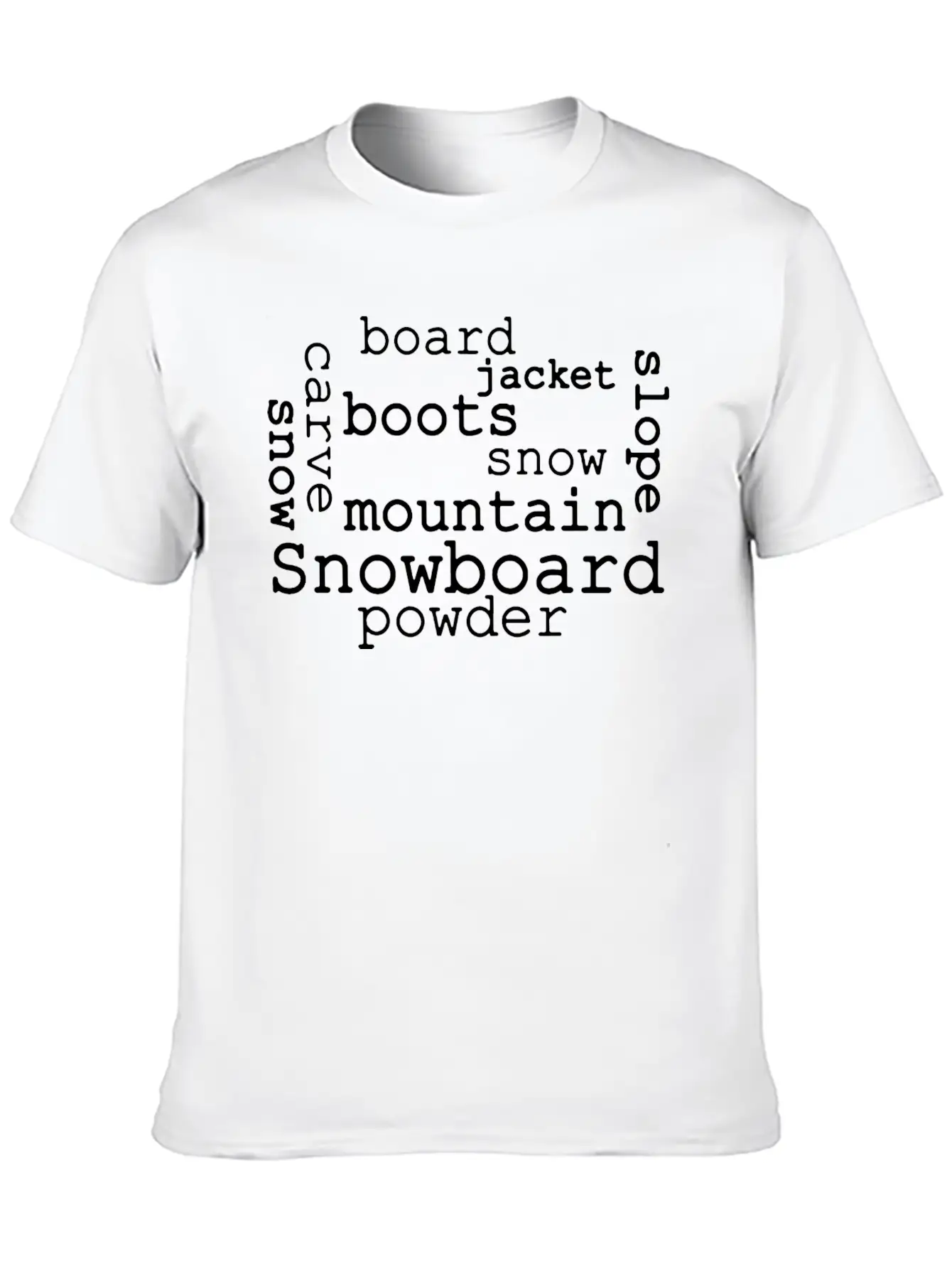 Snowboarding Word Cloud Essential Cotton Tee For Daily Outfits – Unisex Style