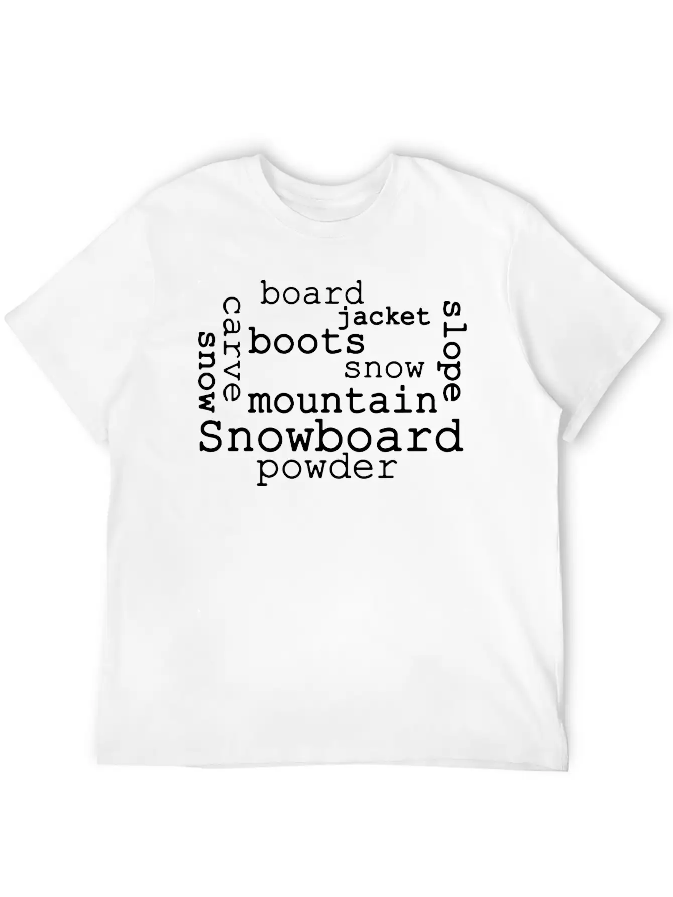 Snowboarding Word Cloud Essential Cotton Tee For Daily Outfits – Unisex Style