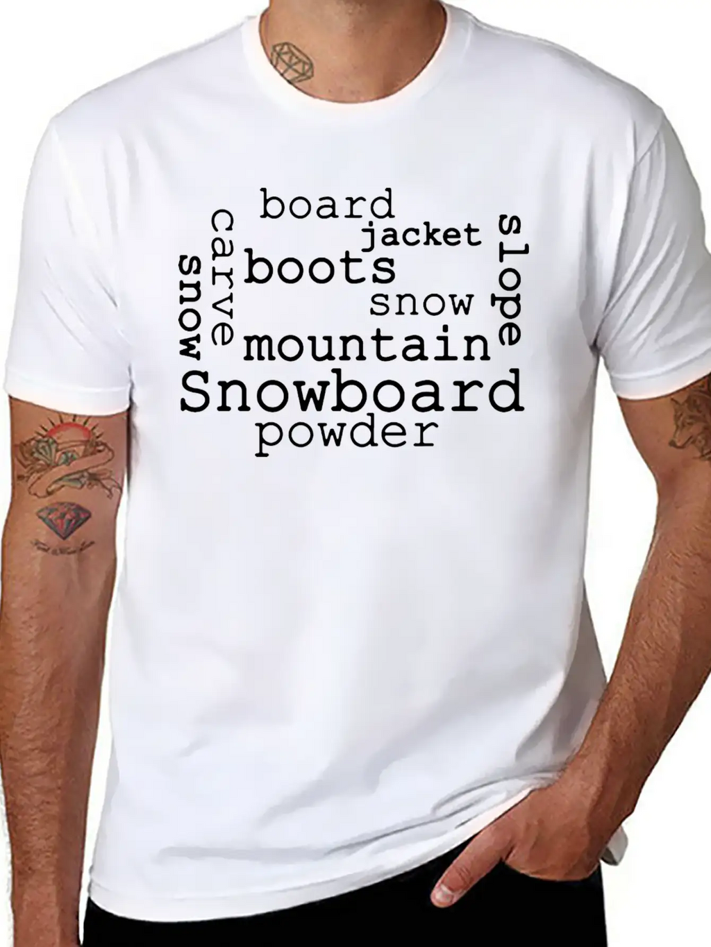 Snowboarding Word Cloud Essential Cotton Tee For Daily Outfits – Unisex Style