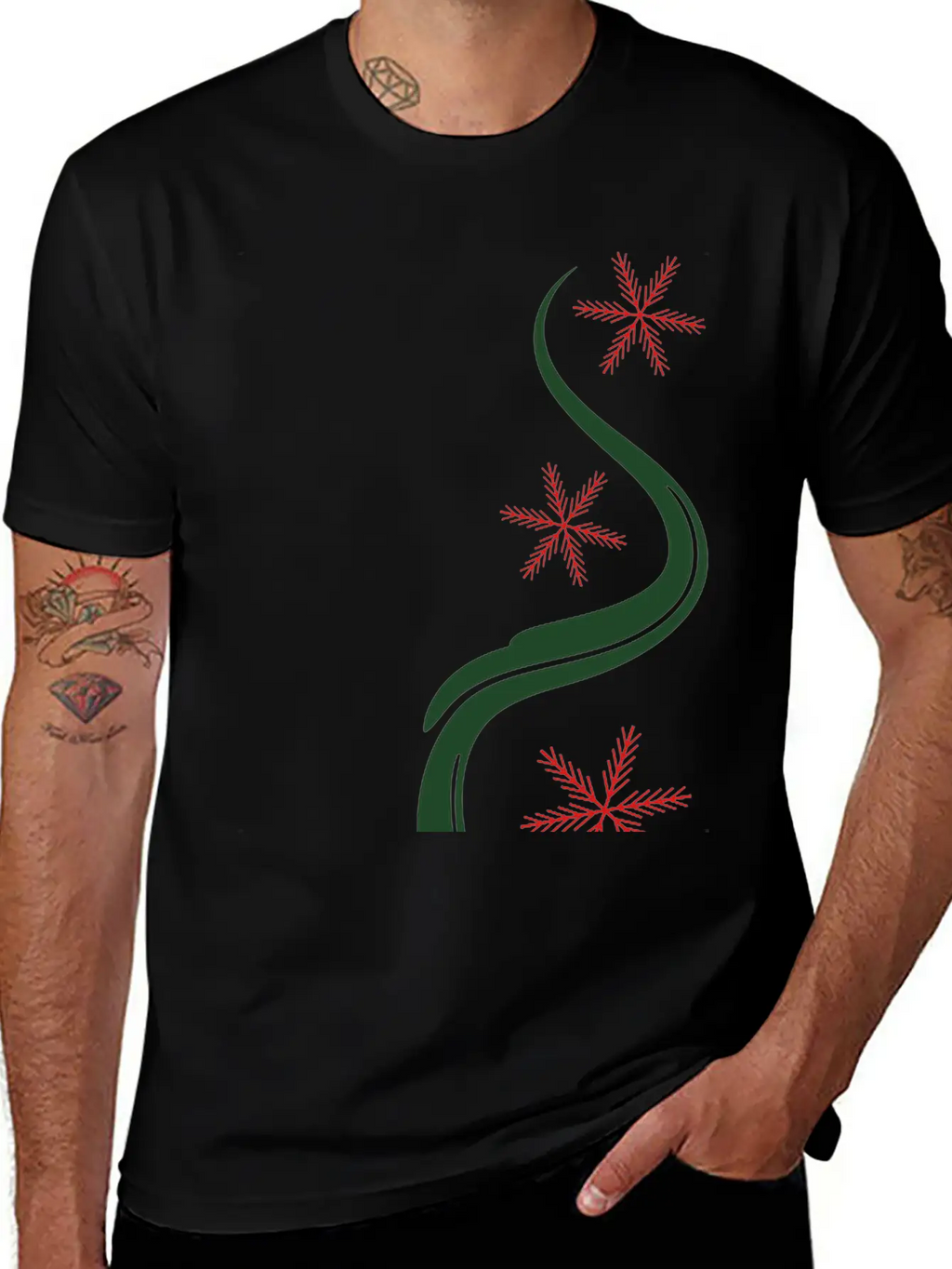 Snowflakes Christmas Line Art Classic Cotton Tee – Unisex Comfort For Any Season