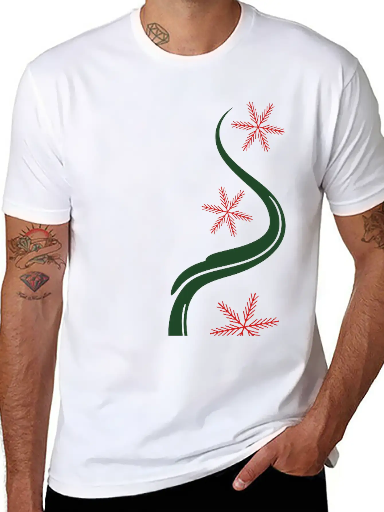 Snowflakes Christmas Line Art Classic Cotton Tee – Unisex Comfort For Any Season