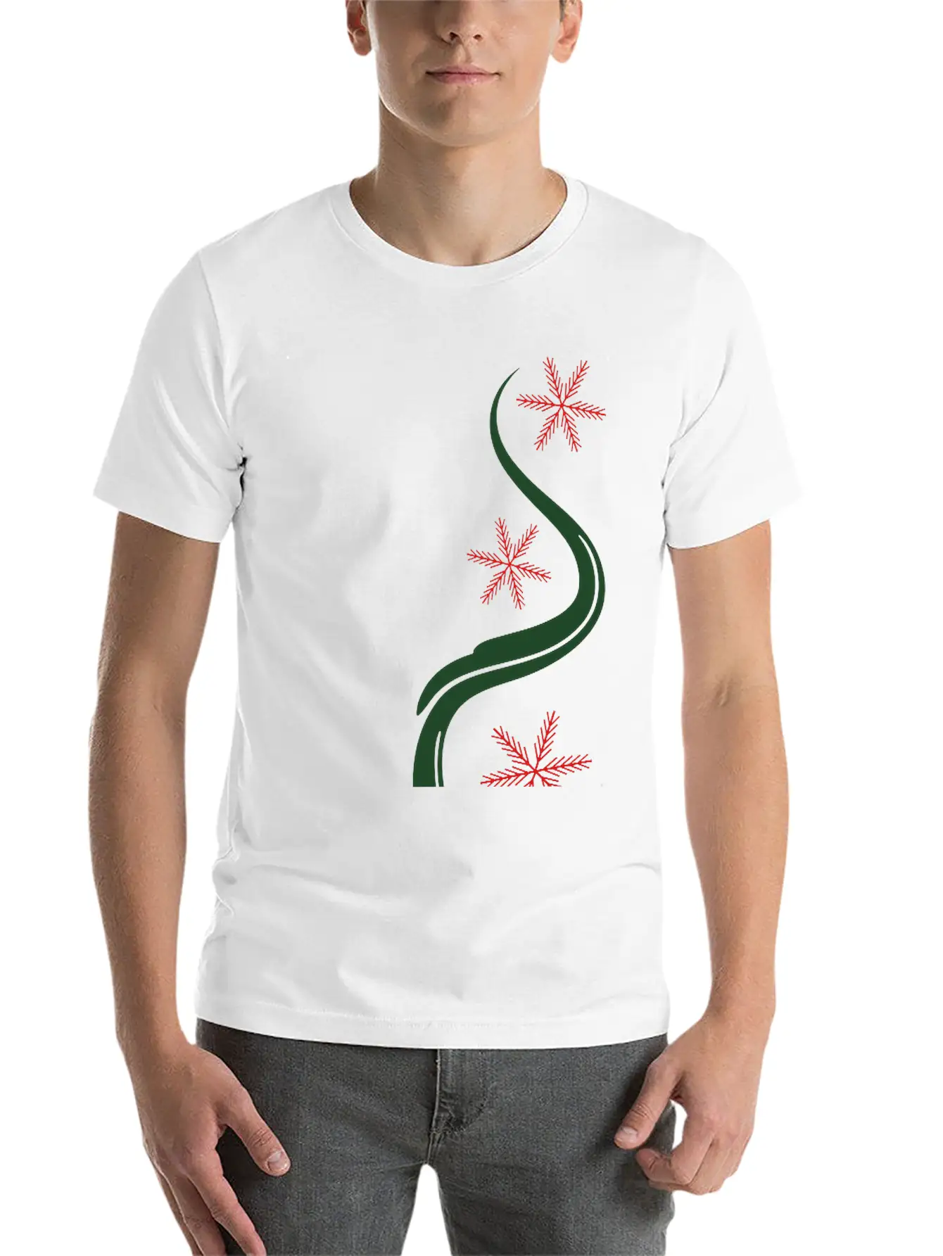 Snowflakes Christmas Line Art Classic Cotton Tee – Unisex Comfort For Any Season