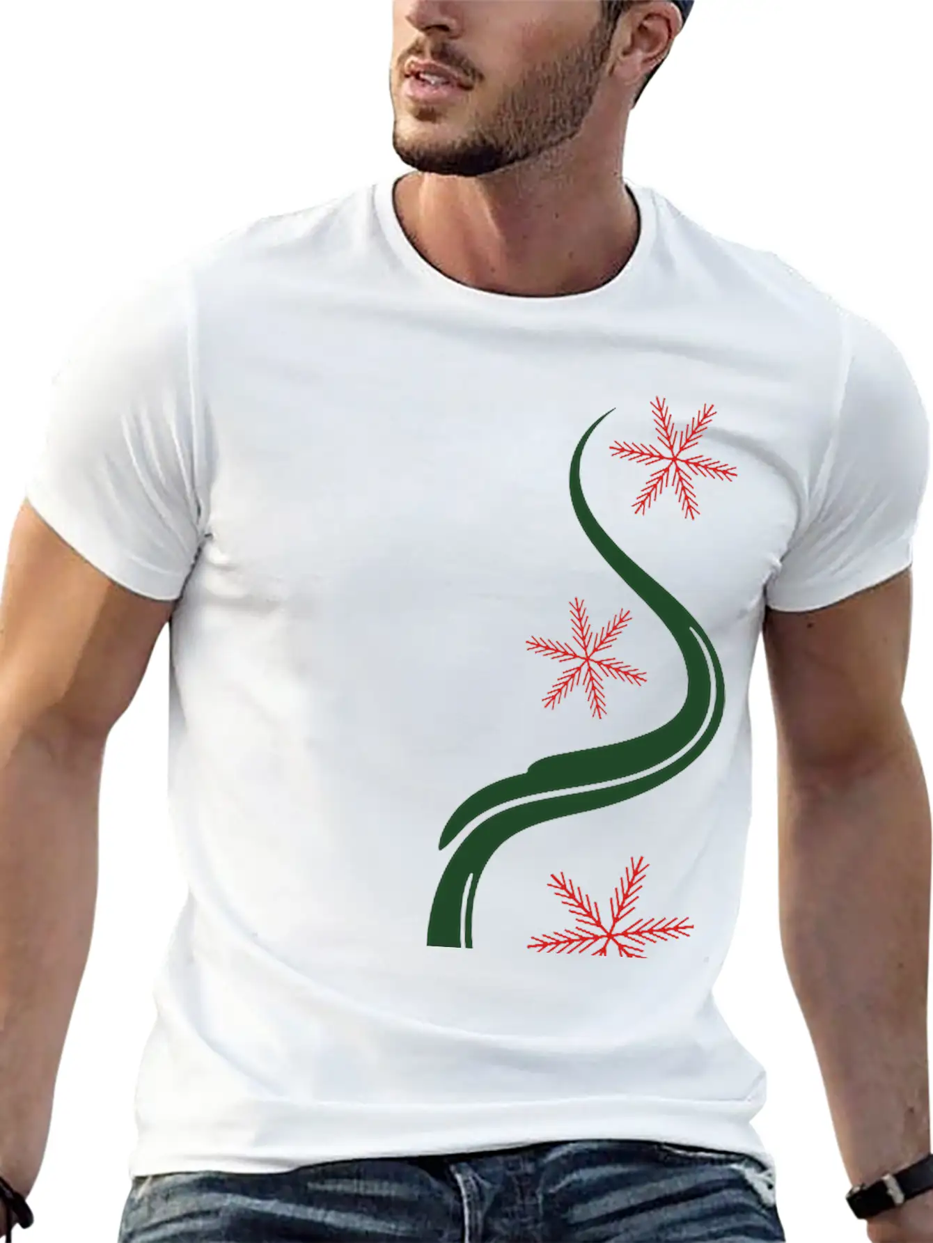 Snowflakes Christmas Line Art Classic Cotton Tee – Unisex Comfort For Any Season