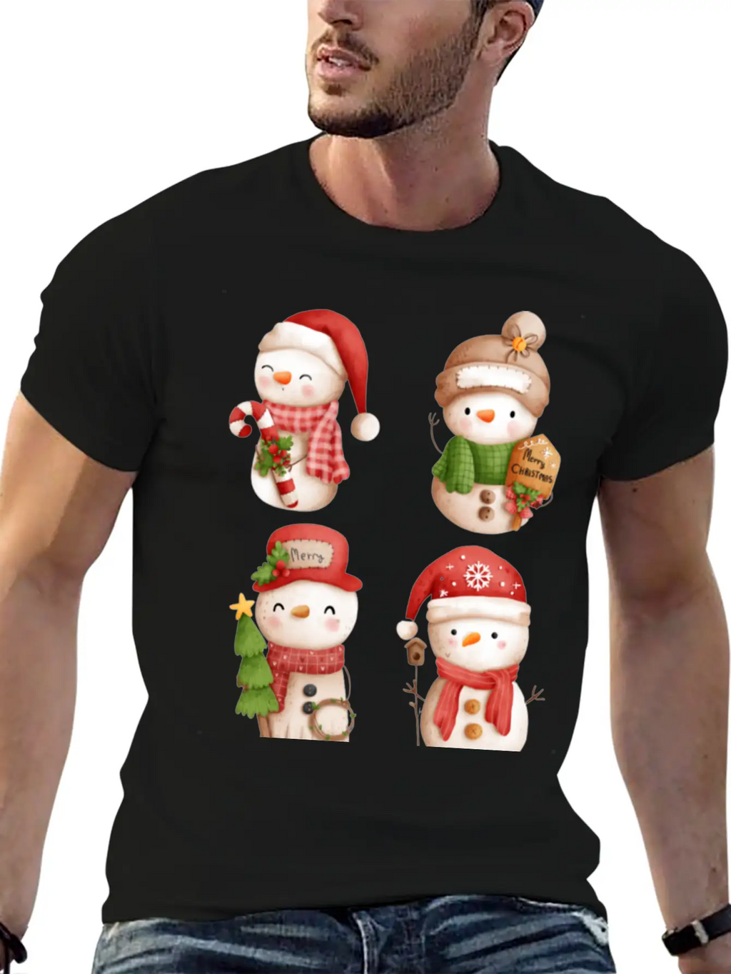 Snowmen In Christmas Mode Happy Holidays Breathable Graphic T-Shirt – Perfect For Casual Days
