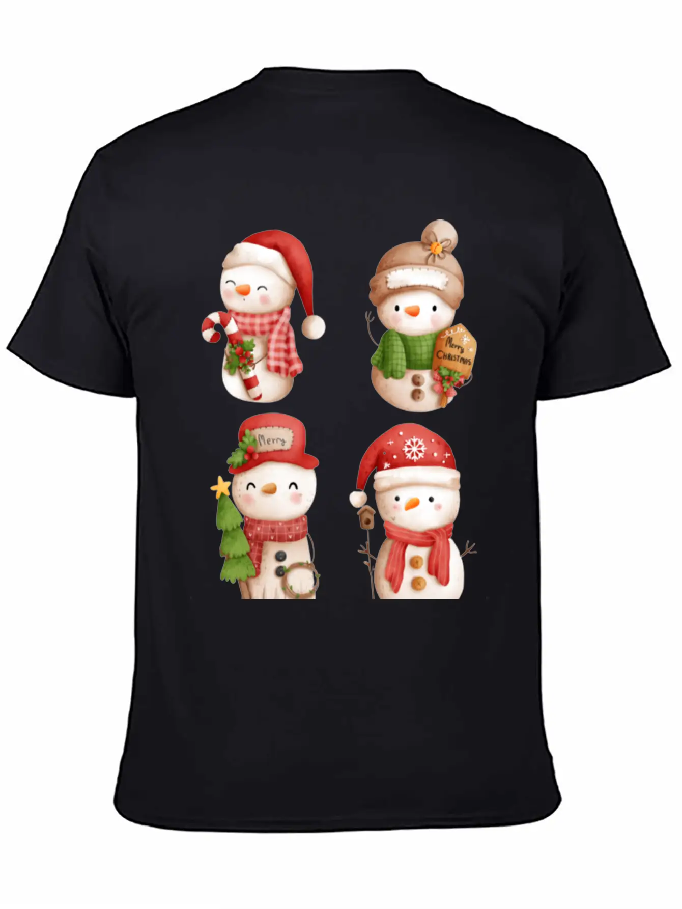 Snowmen In Christmas Mode Happy Holidays Breathable Graphic T-Shirt – Perfect For Casual Days