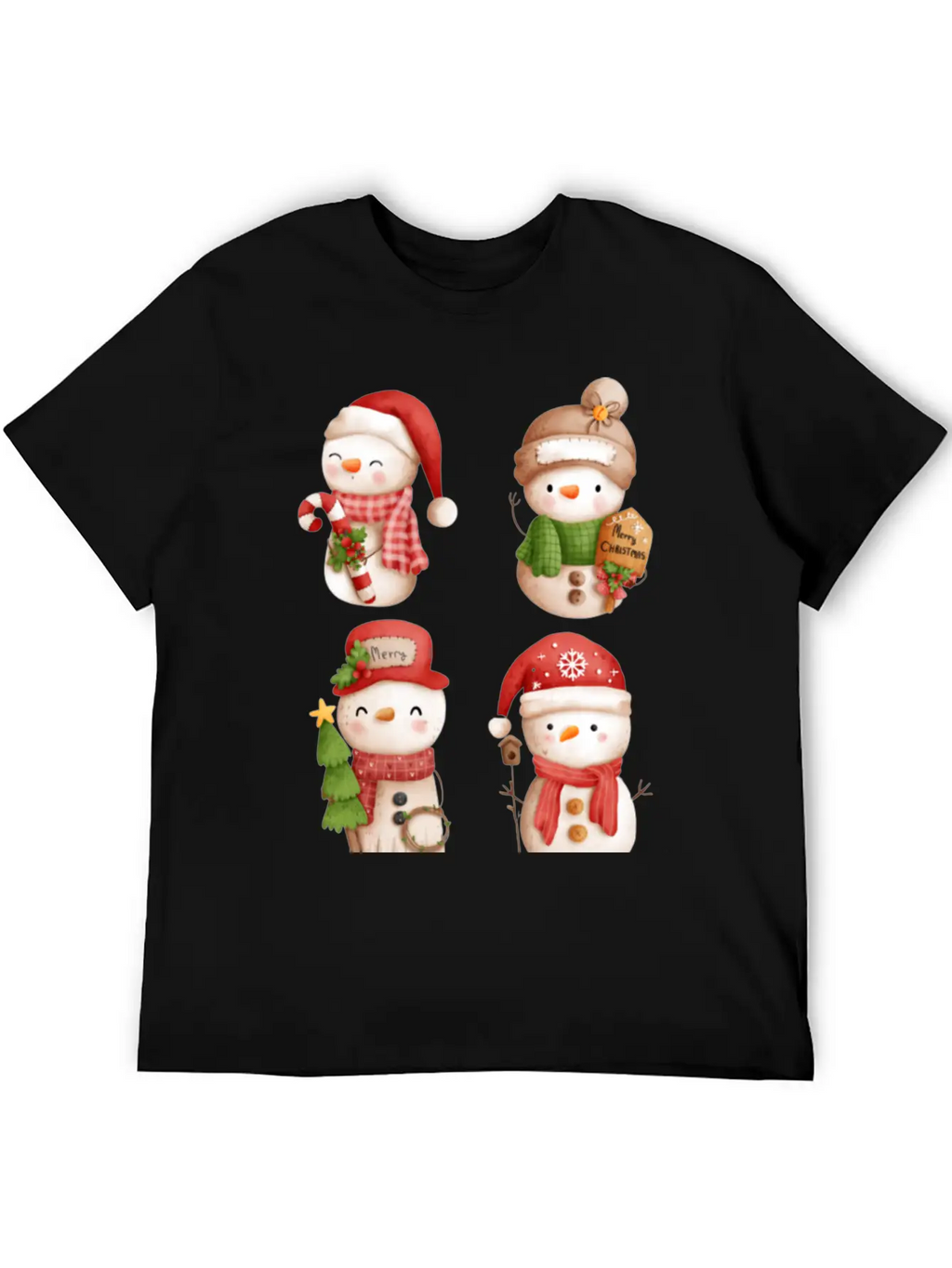Snowmen In Christmas Mode Happy Holidays Breathable Graphic T-Shirt – Perfect For Casual Days