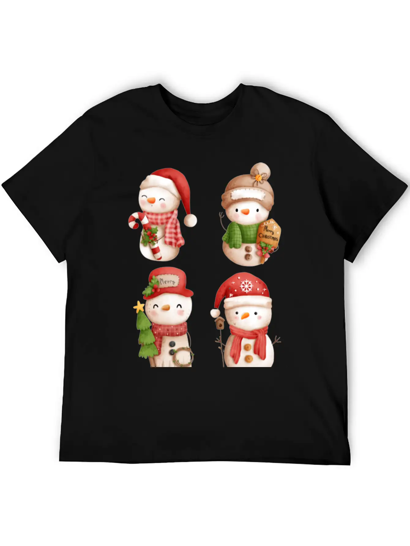 Snowmen In Christmas Mode Happy Holidays Breathable Graphic T-Shirt – Perfect For Casual Days