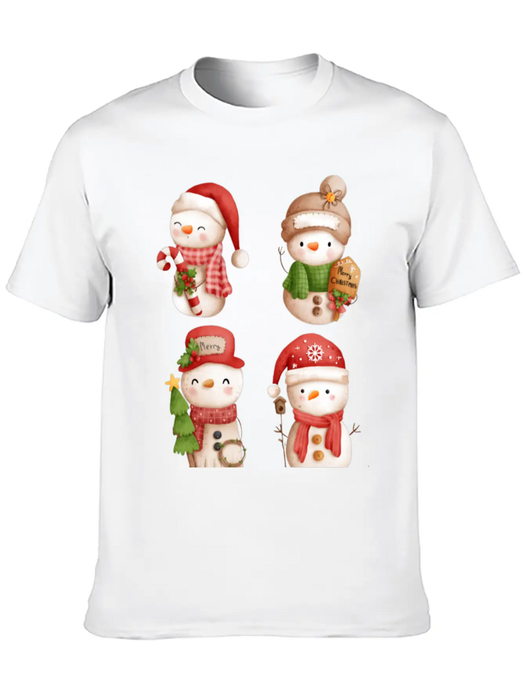 Snowmen In Christmas Mode Happy Holidays Breathable Graphic T-Shirt – Perfect For Casual Days
