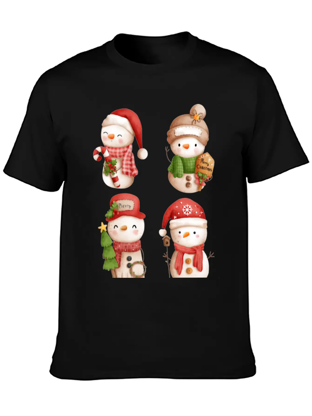 Snowmen In Christmas Mode Happy Holidays Breathable Graphic T-Shirt – Perfect For Casual Days