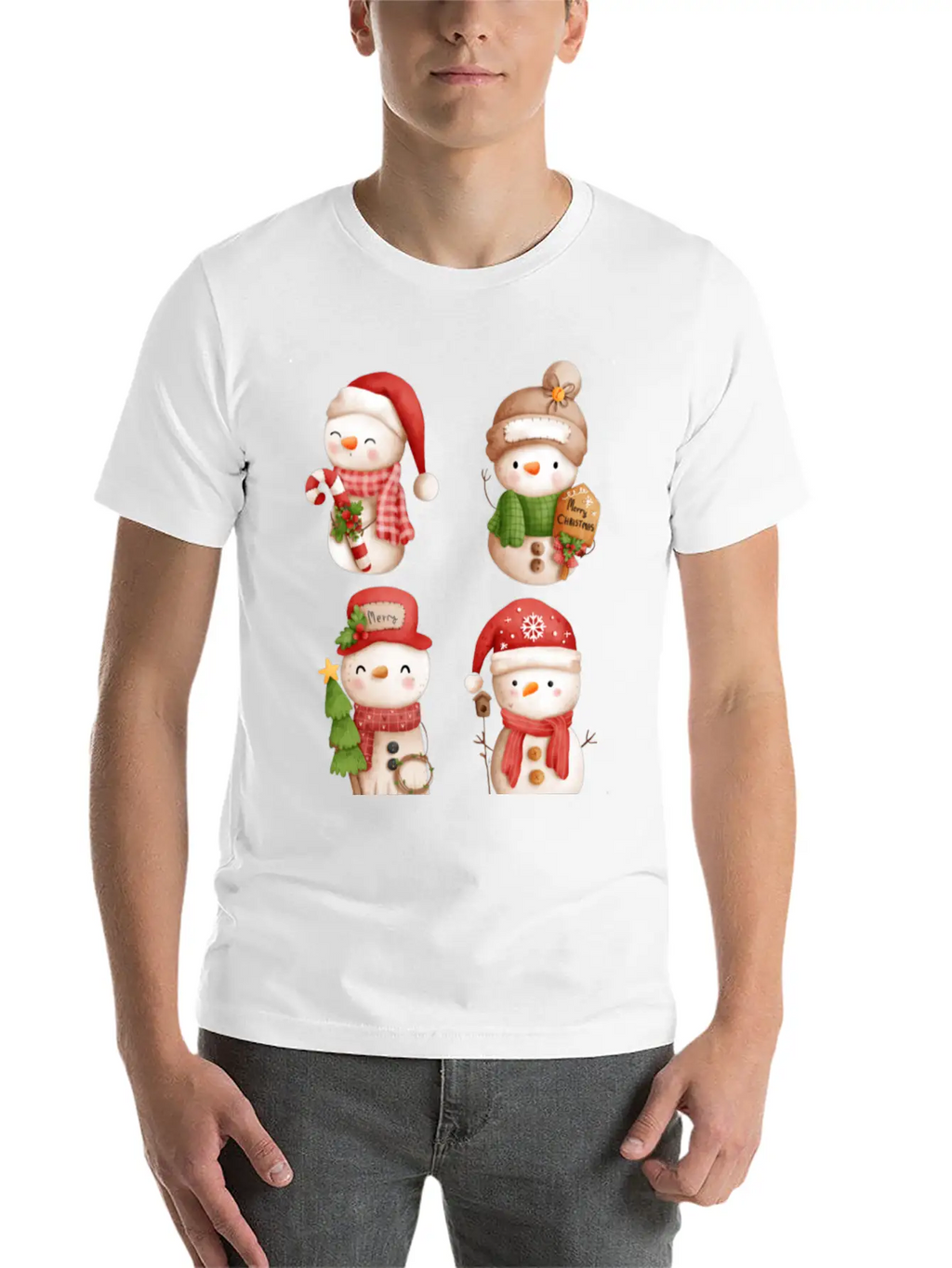 Snowmen In Christmas Mode Happy Holidays Breathable Graphic T-Shirt – Perfect For Casual Days