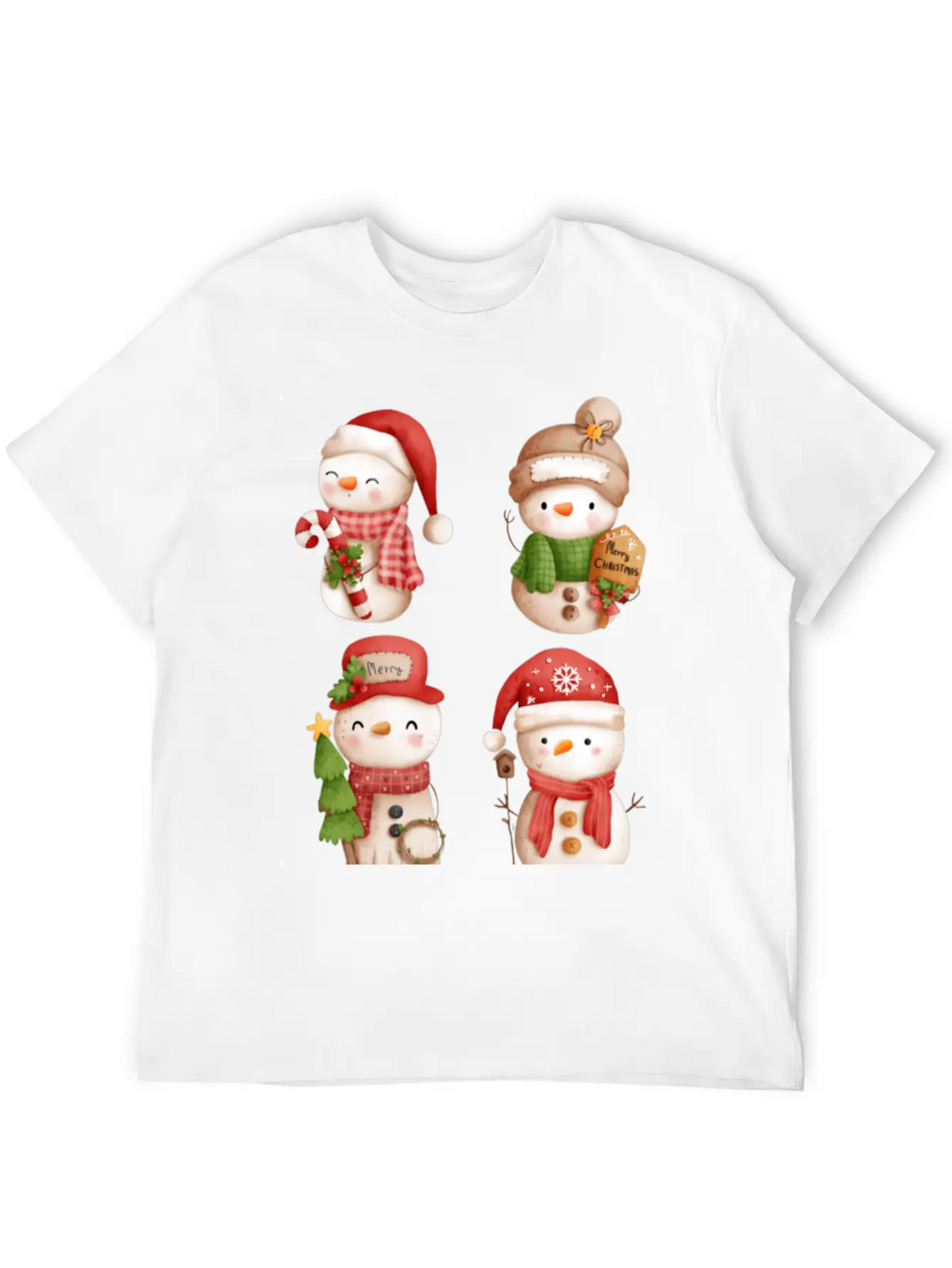 Snowmen In Christmas Mode Happy Holidays Breathable Graphic T-Shirt – Perfect For Casual Days