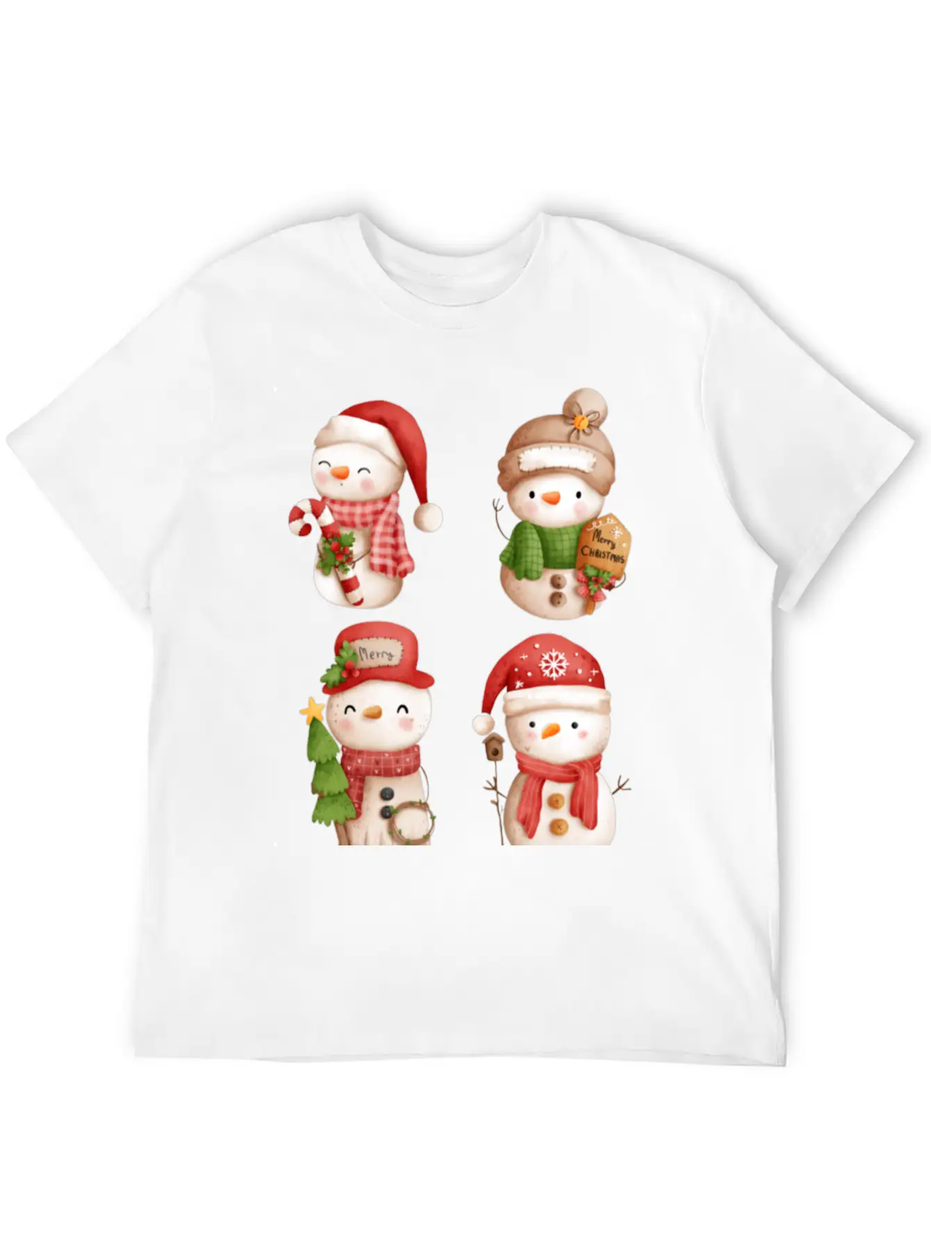 Snowmen In Christmas Mode Happy Holidays Breathable Graphic T-Shirt – Perfect For Casual Days