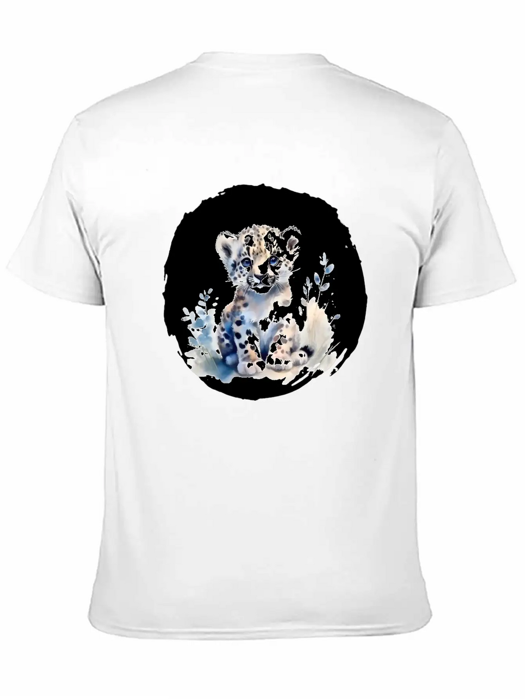 Snowy Leopard Watercolor Stylish Everyday T-Shirt – Unisex Basic Cotton Tee