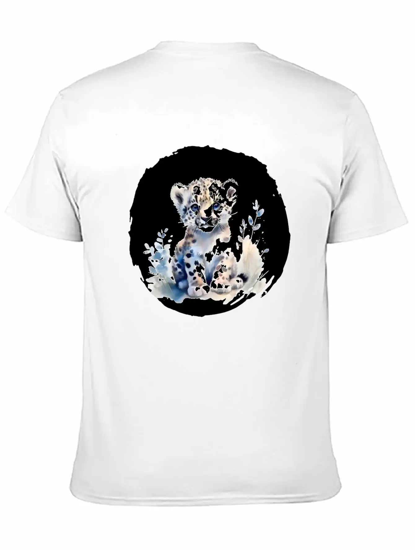 Snowy Leopard Watercolor Stylish Everyday T-Shirt – Unisex Basic Cotton Tee