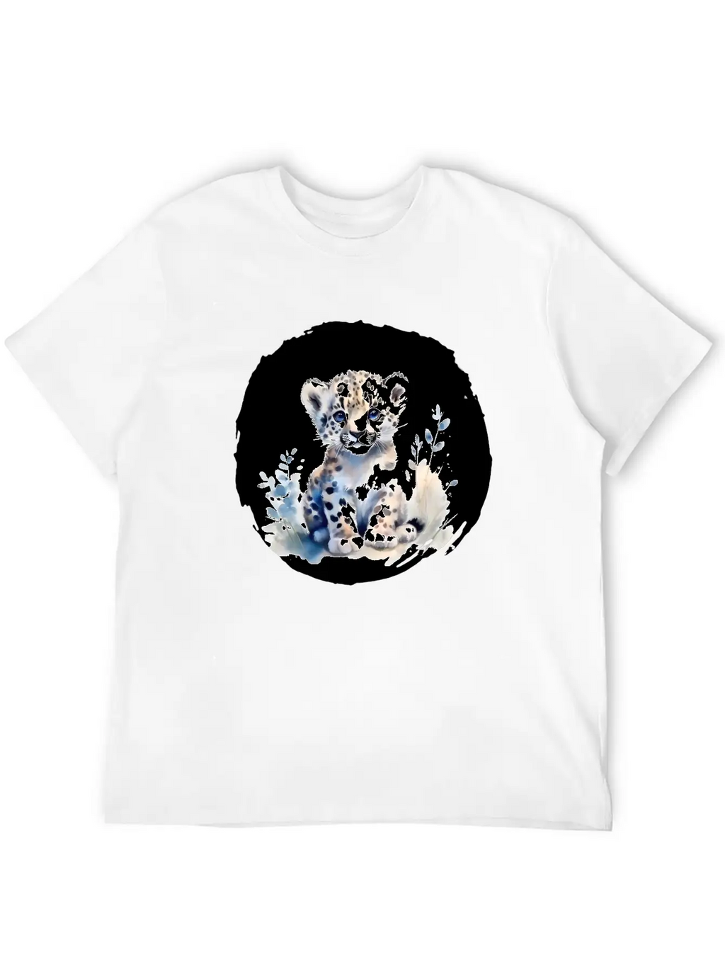 Snowy Leopard Watercolor Stylish Everyday T-Shirt – Unisex Basic Cotton Tee