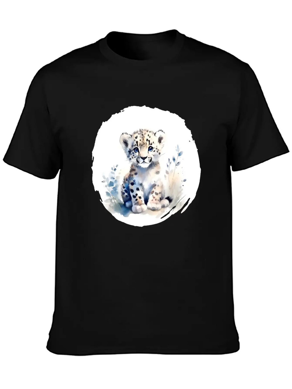 Snowy Leopard Watercolor Stylish Everyday T-Shirt – Unisex Basic Cotton Tee