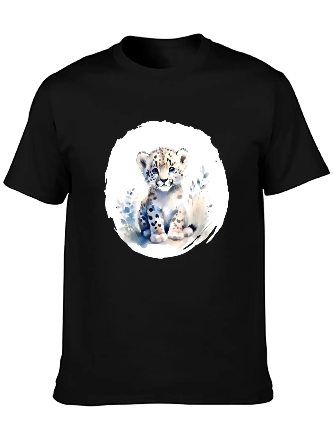 Snowy Leopard Watercolor Stylish Everyday T-Shirt – Unisex Basic Cotton Tee