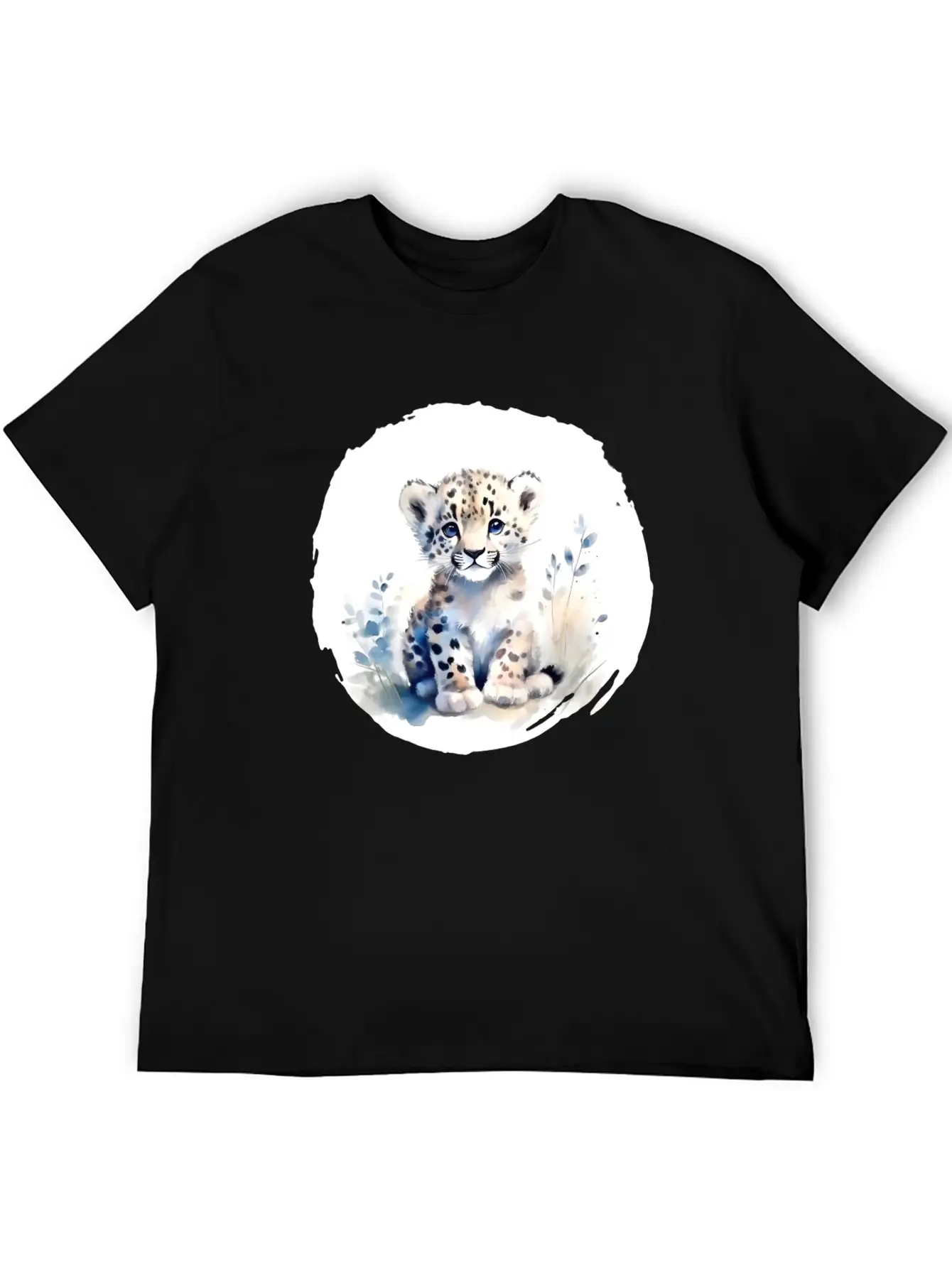 Snowy Leopard Watercolor Stylish Everyday T-Shirt – Unisex Basic Cotton Tee