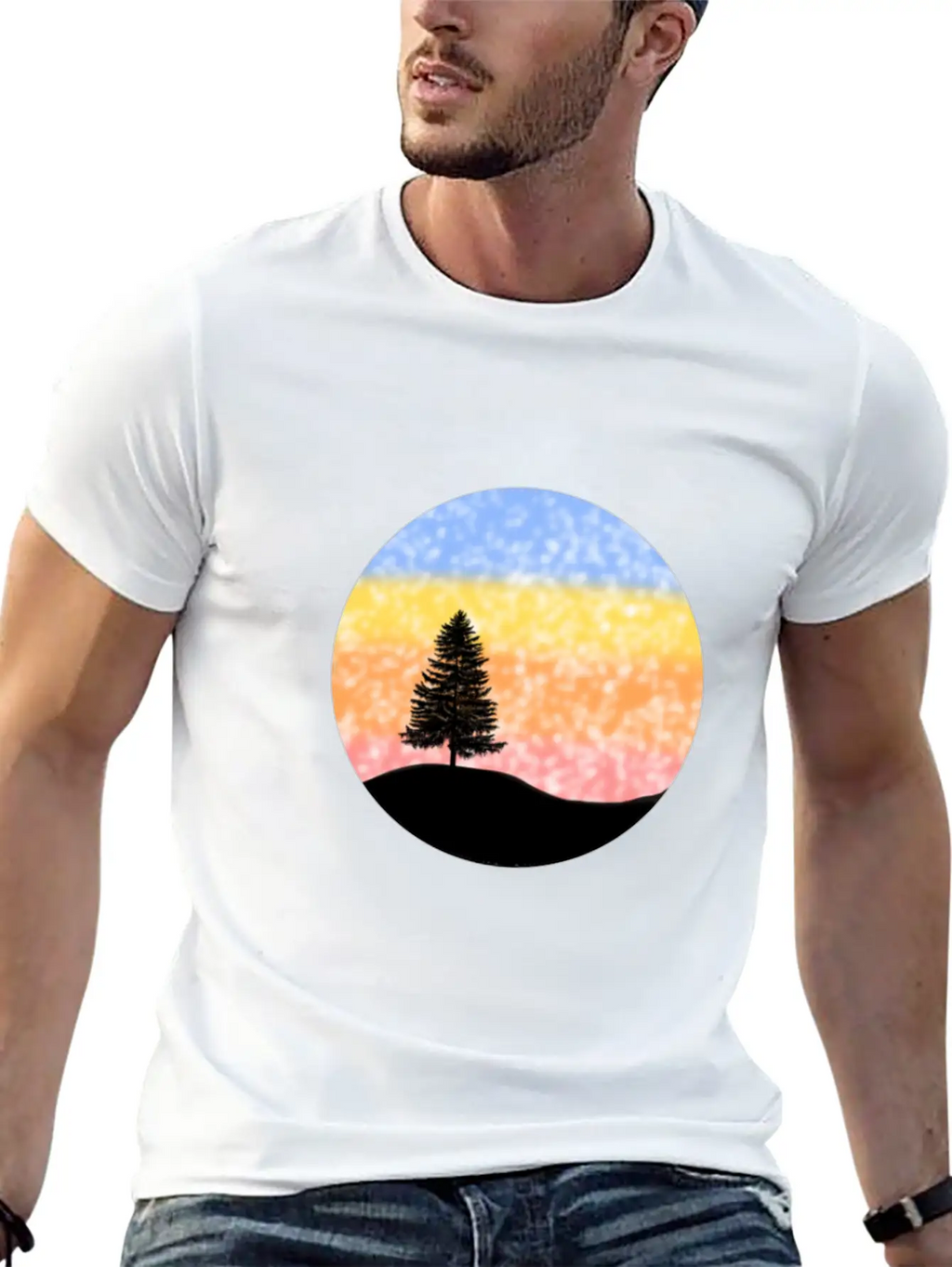 Snowy Sunset Over Hill Relaxed Everyday Tee – Lightweight And Durable Cotton