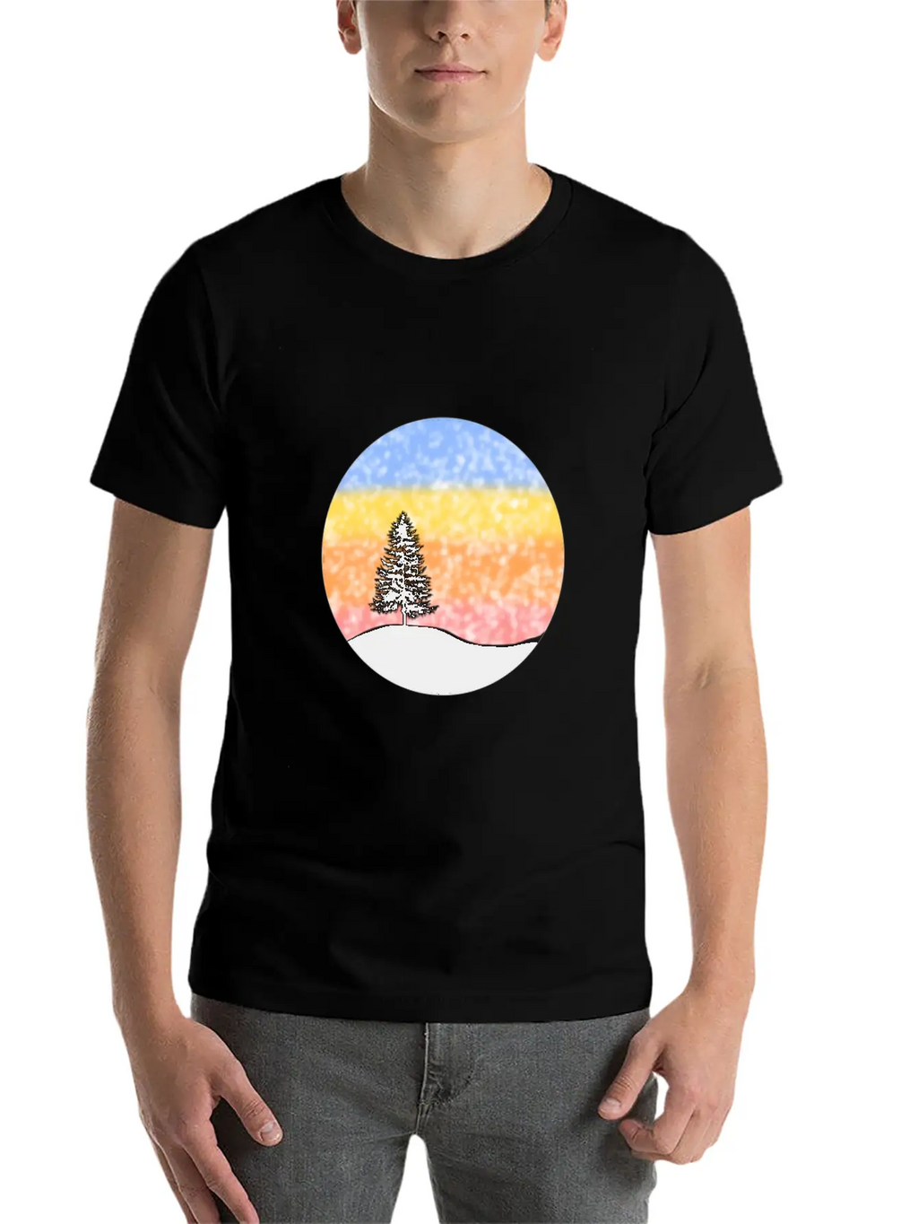 Snowy Sunset Over Hill Relaxed Everyday Tee – Lightweight And Durable Cotton