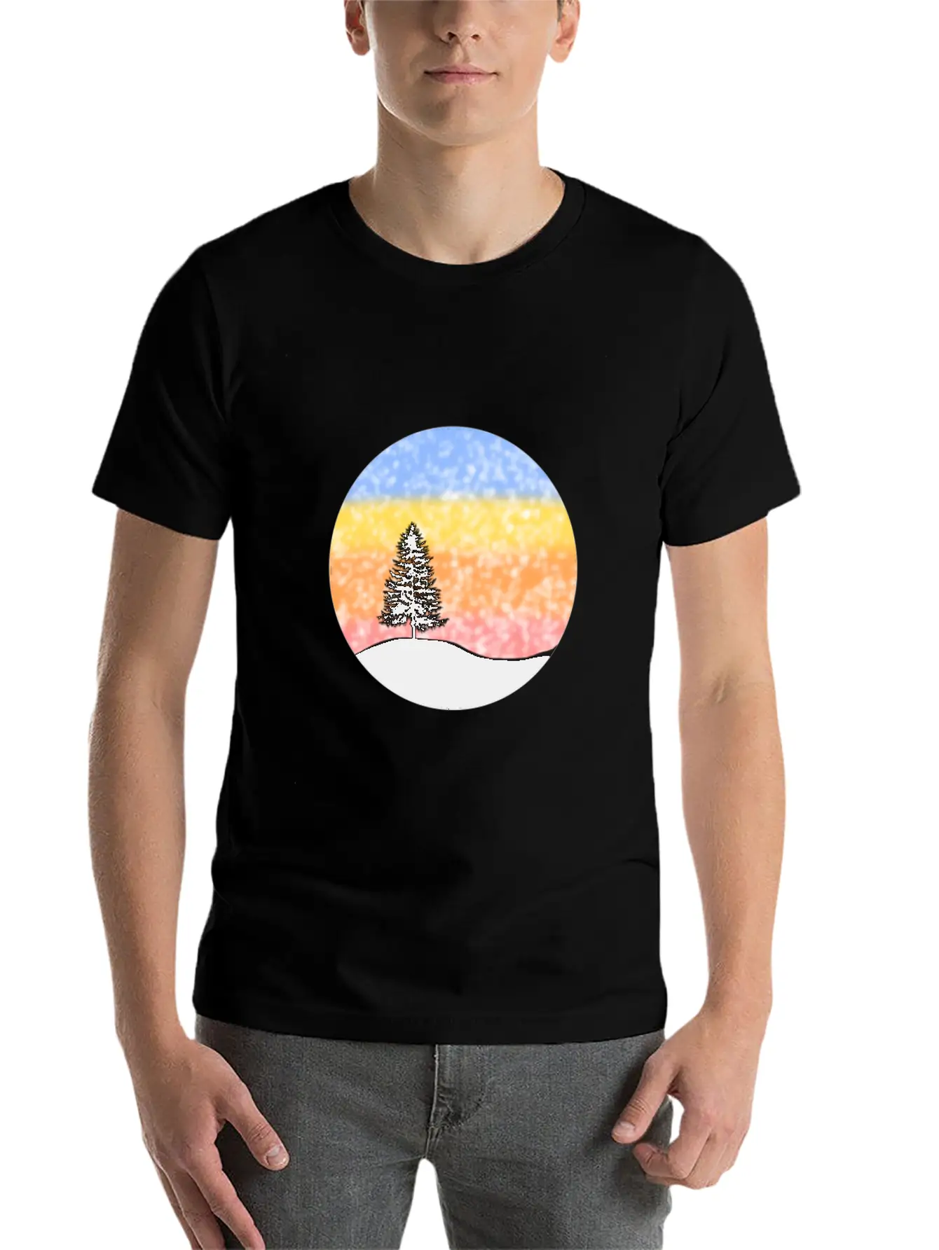 Snowy Sunset Over Hill Relaxed Everyday Tee – Lightweight And Durable Cotton