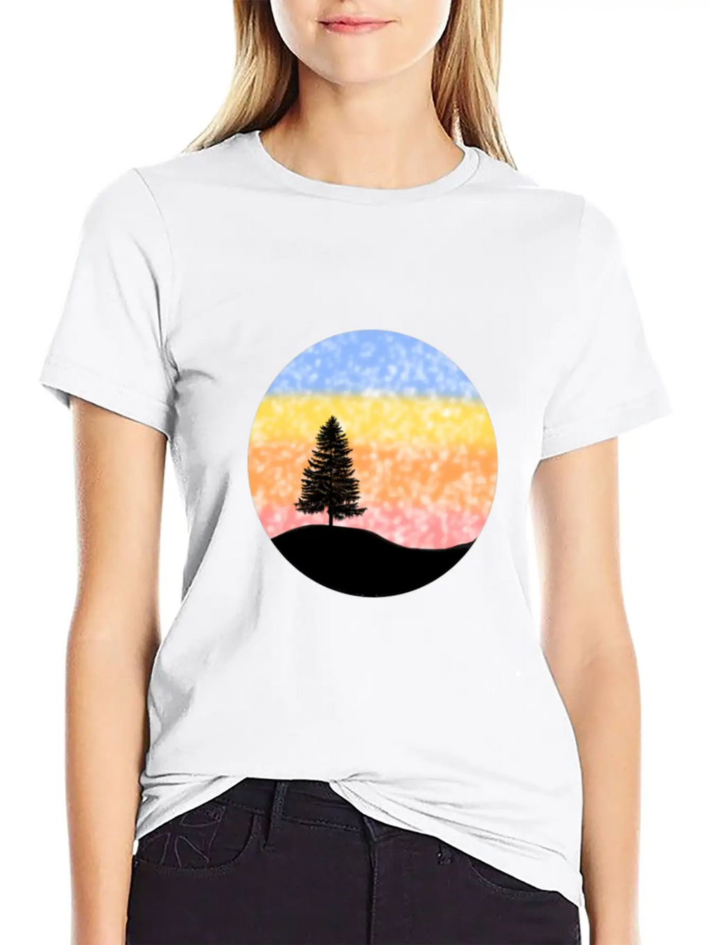 Snowy Sunset Over Hill Relaxed Everyday Tee – Lightweight And Durable Cotton