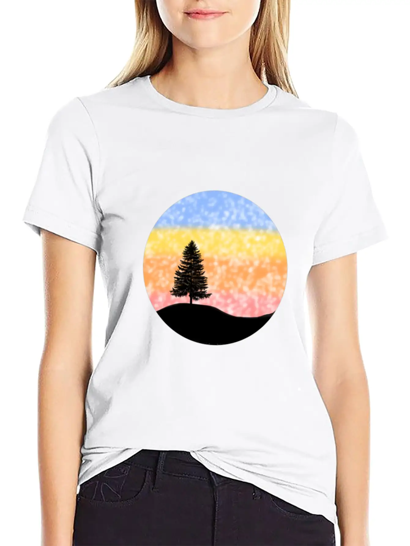 Snowy Sunset Over Hill Relaxed Everyday Tee – Lightweight And Durable Cotton