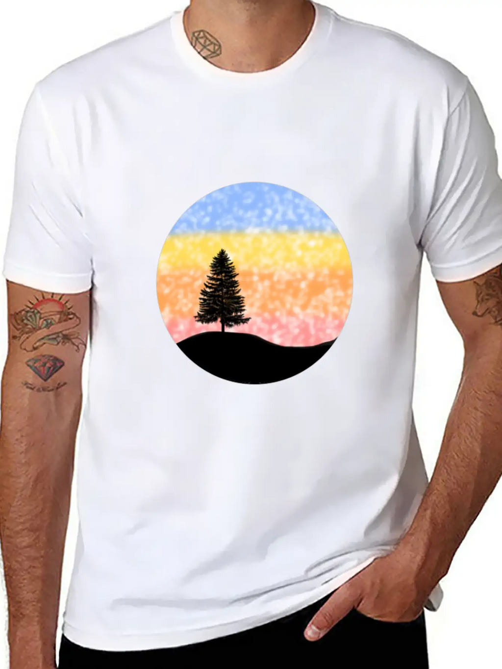 Snowy Sunset Over Hill Relaxed Everyday Tee – Lightweight And Durable Cotton
