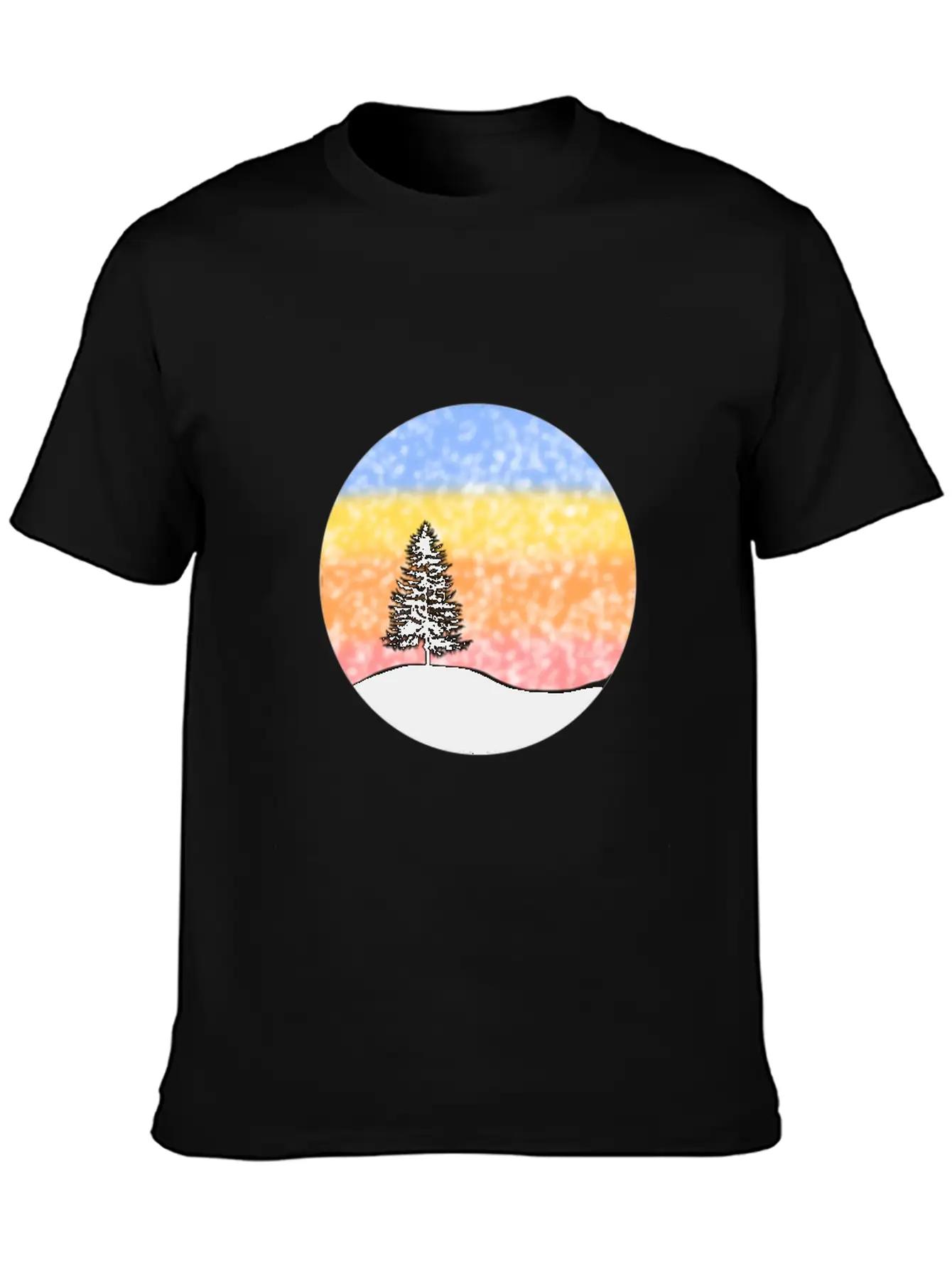 Snowy Sunset Over Hill Relaxed Everyday Tee – Lightweight And Durable Cotton