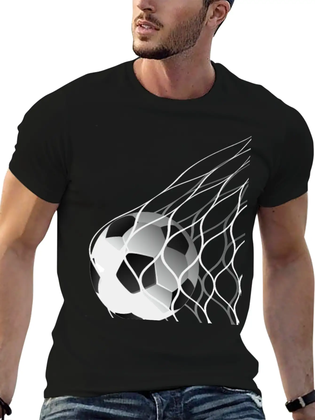 Soccer Ball In The Net Breathable Graphic T-Shirt – Perfect For Casual Days