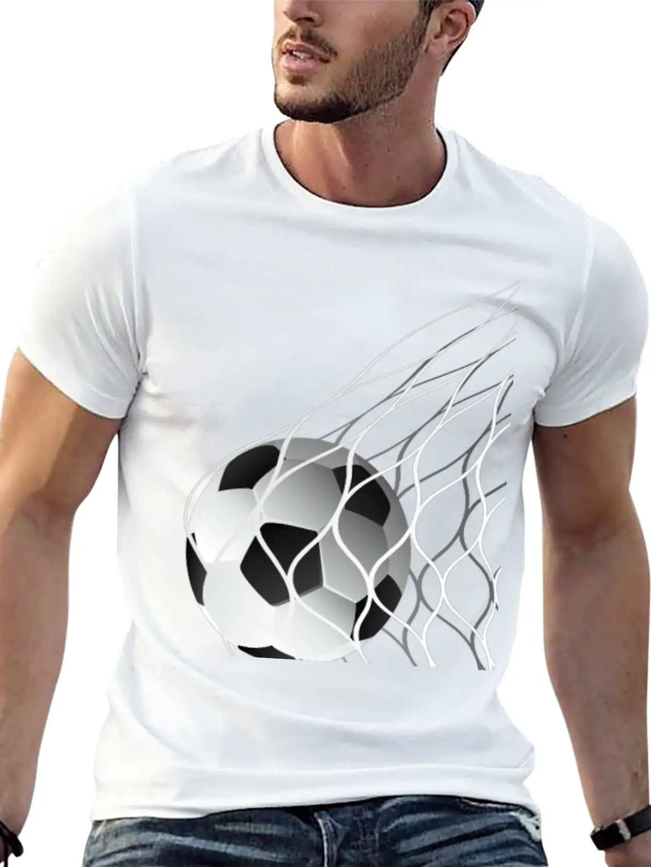 Soccer Ball In The Net Breathable Graphic T-Shirt – Perfect For Casual Days