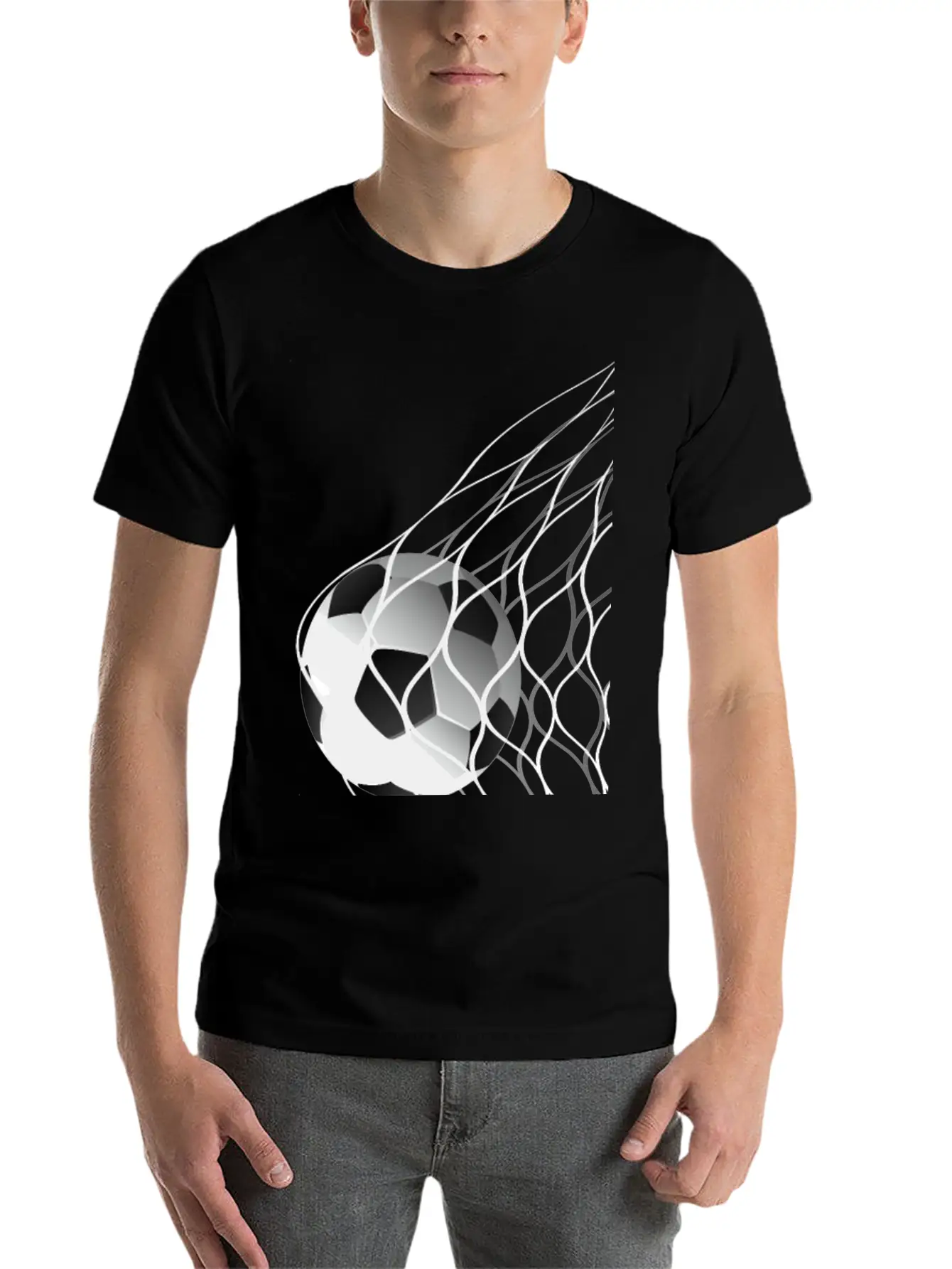 Soccer Ball In The Net Breathable Graphic T-Shirt – Perfect For Casual Days