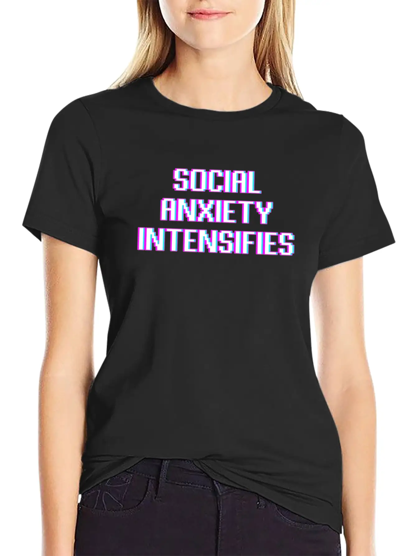 Social Anxiety Intensifies Meme Vaporwave Gift Essential Unisex Summer Tee – Soft Cotton Casual Fit