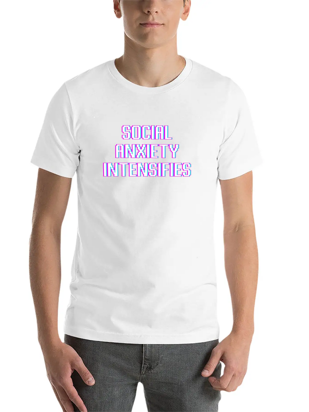 Social Anxiety Intensifies Meme Vaporwave Gift Essential Unisex Summer Tee – Soft Cotton Casual Fit