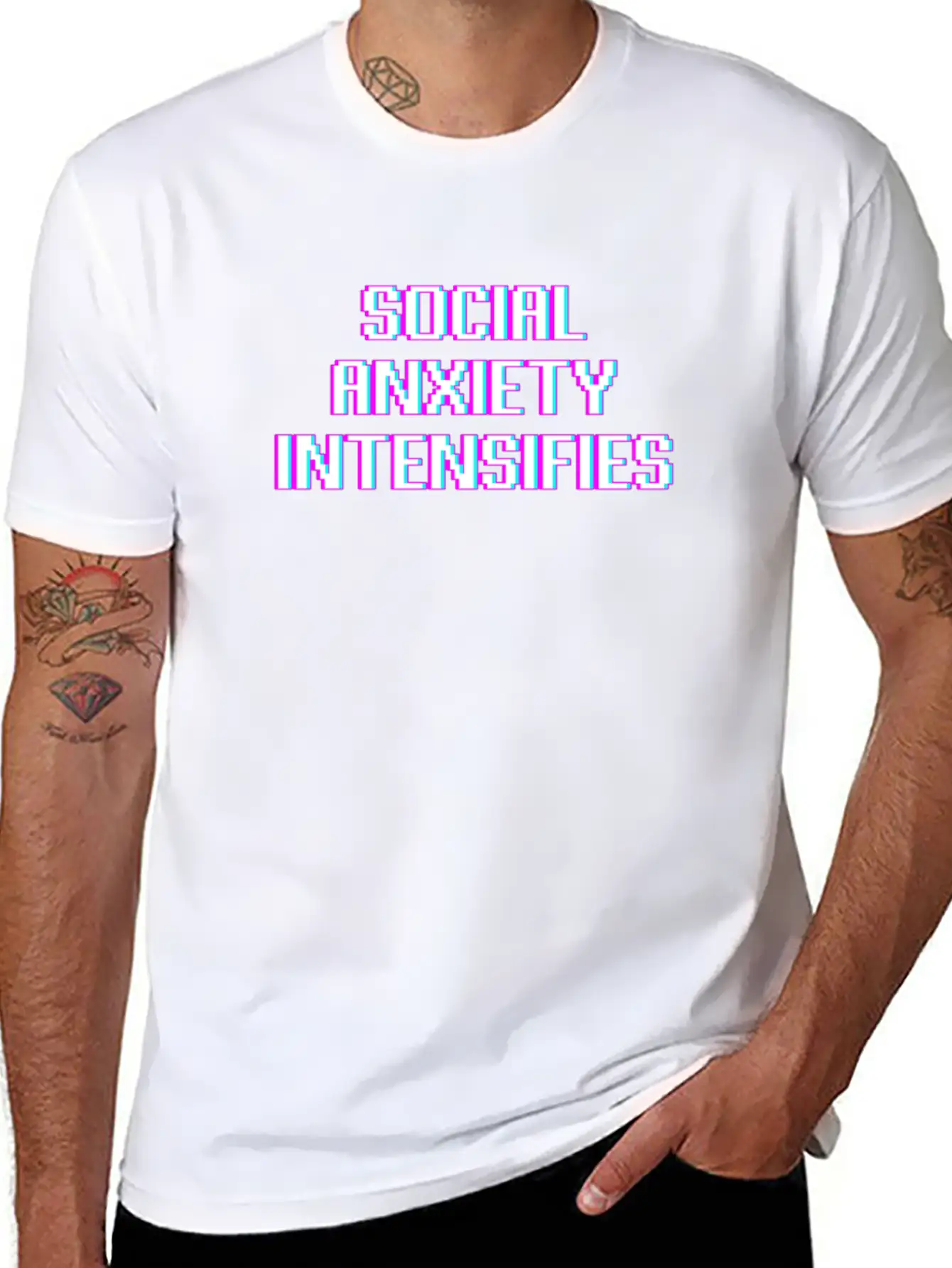 Social Anxiety Intensifies Meme Vaporwave Gift Essential Unisex Summer Tee – Soft Cotton Casual Fit