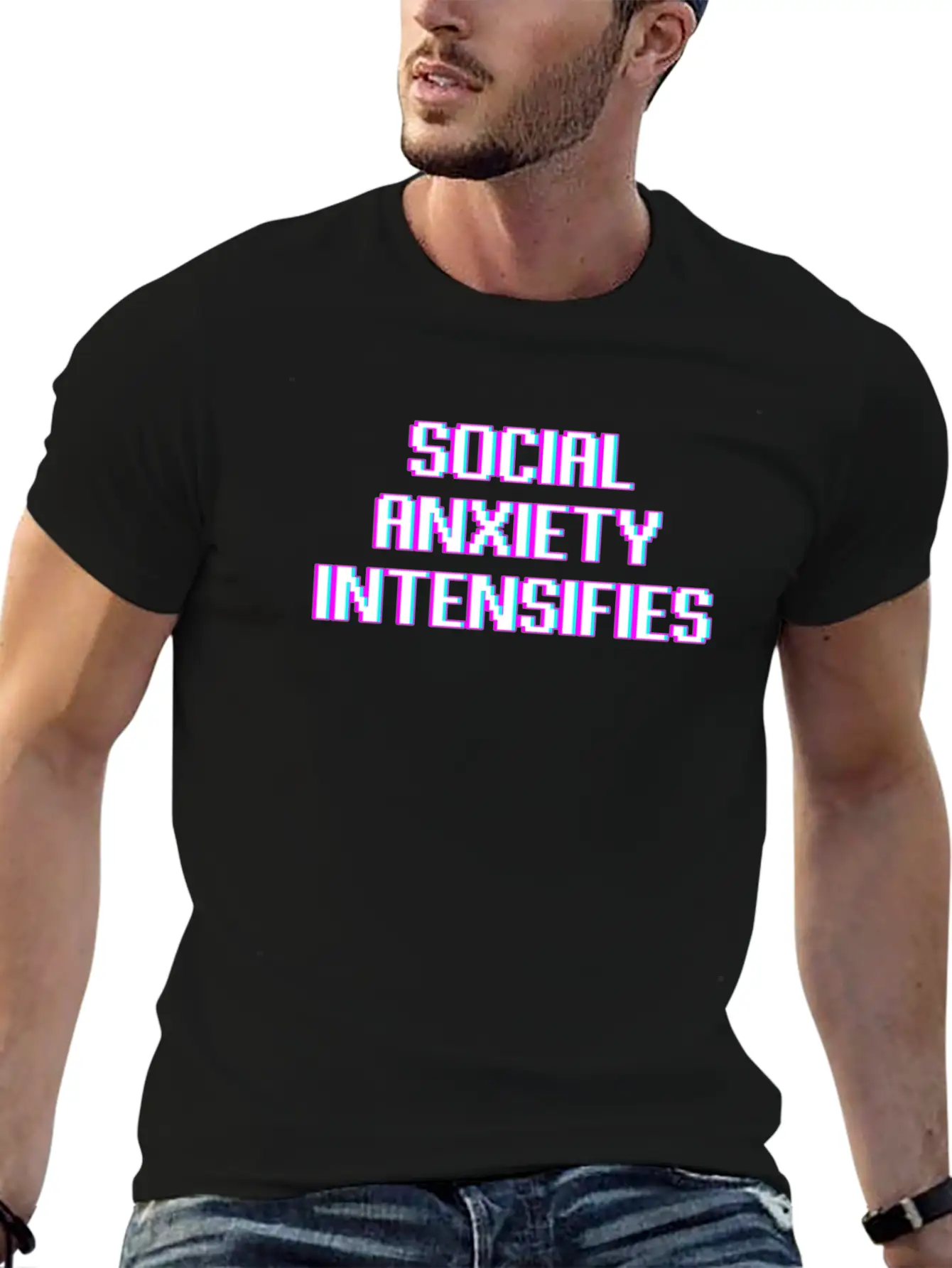 Social Anxiety Intensifies Meme Vaporwave Gift Essential Unisex Summer Tee – Soft Cotton Casual Fit