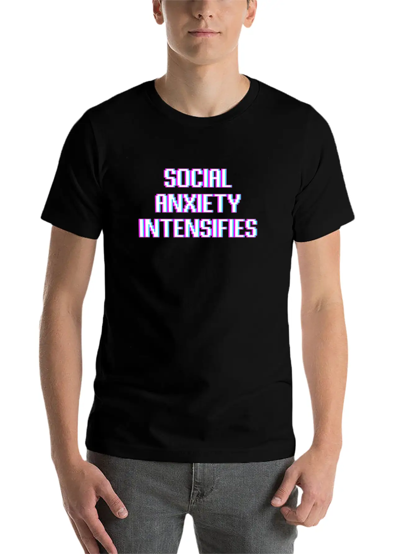 Social Anxiety Intensifies Meme Vaporwave Gift Essential Unisex Summer Tee – Soft Cotton Casual Fit